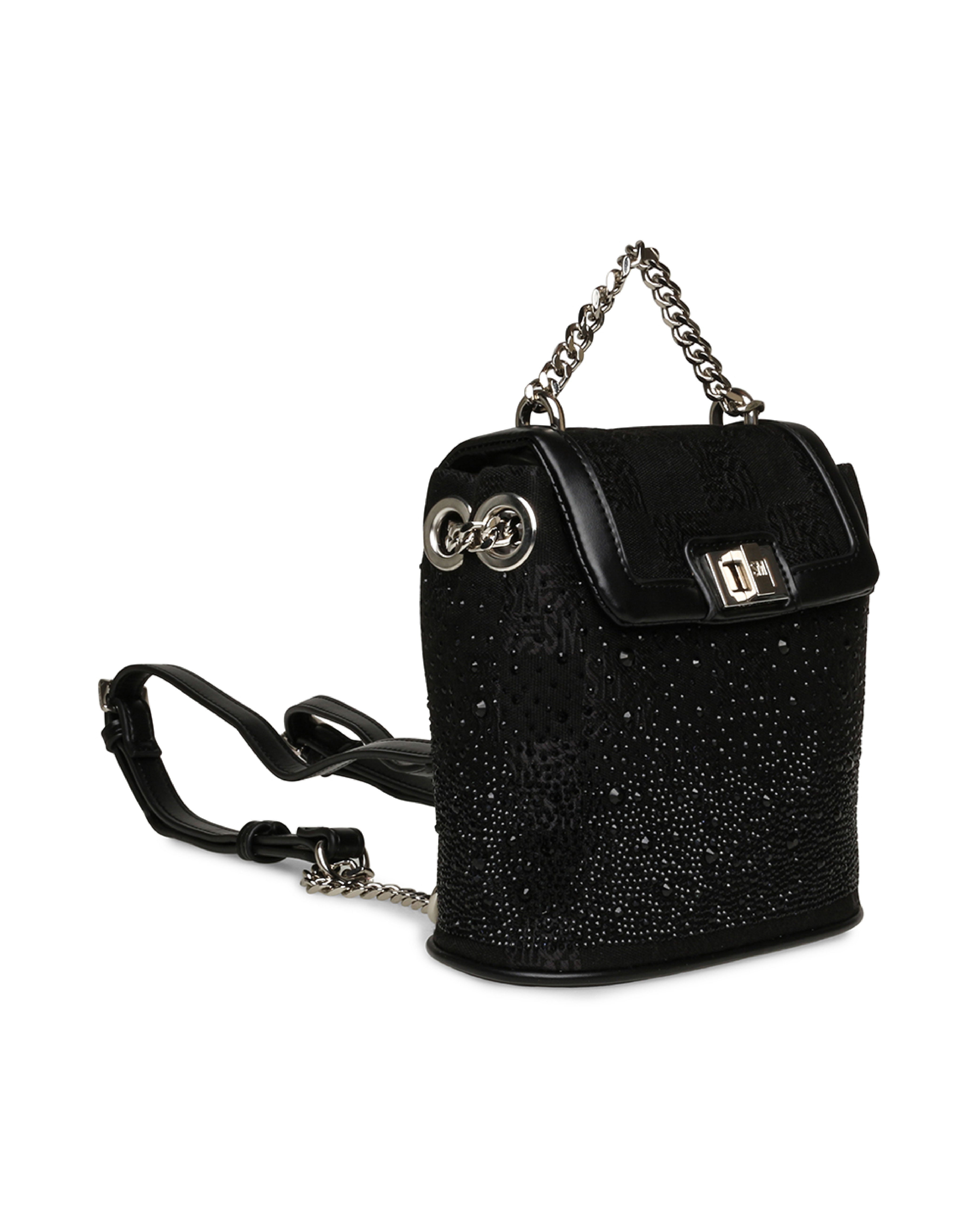 【線上獨家款】BBROOKS-12 低調閃鑽鏈帶小後背包-黑色