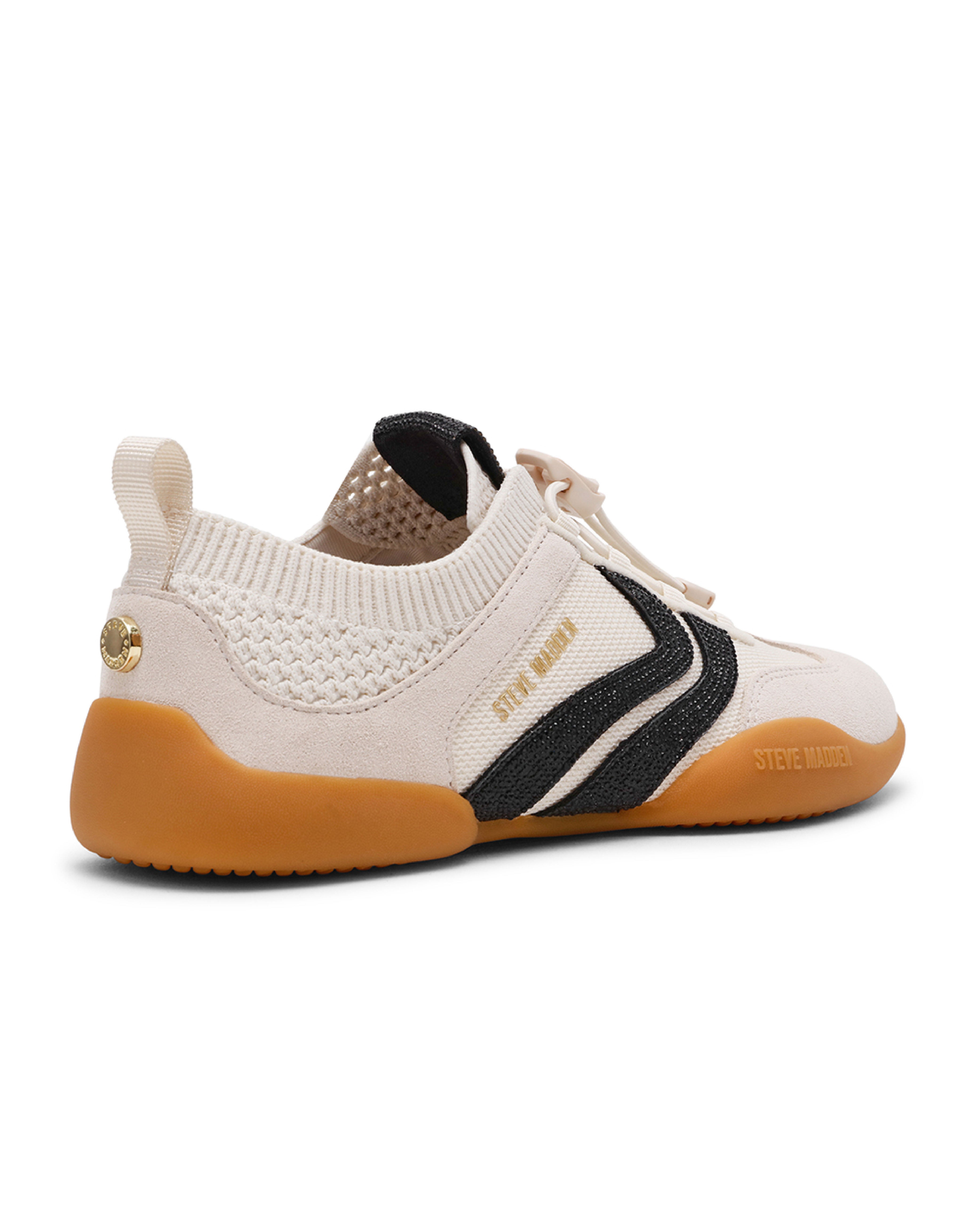 BISCOTTI-R 閃鑽異材質拼接休閒運動鞋-米色