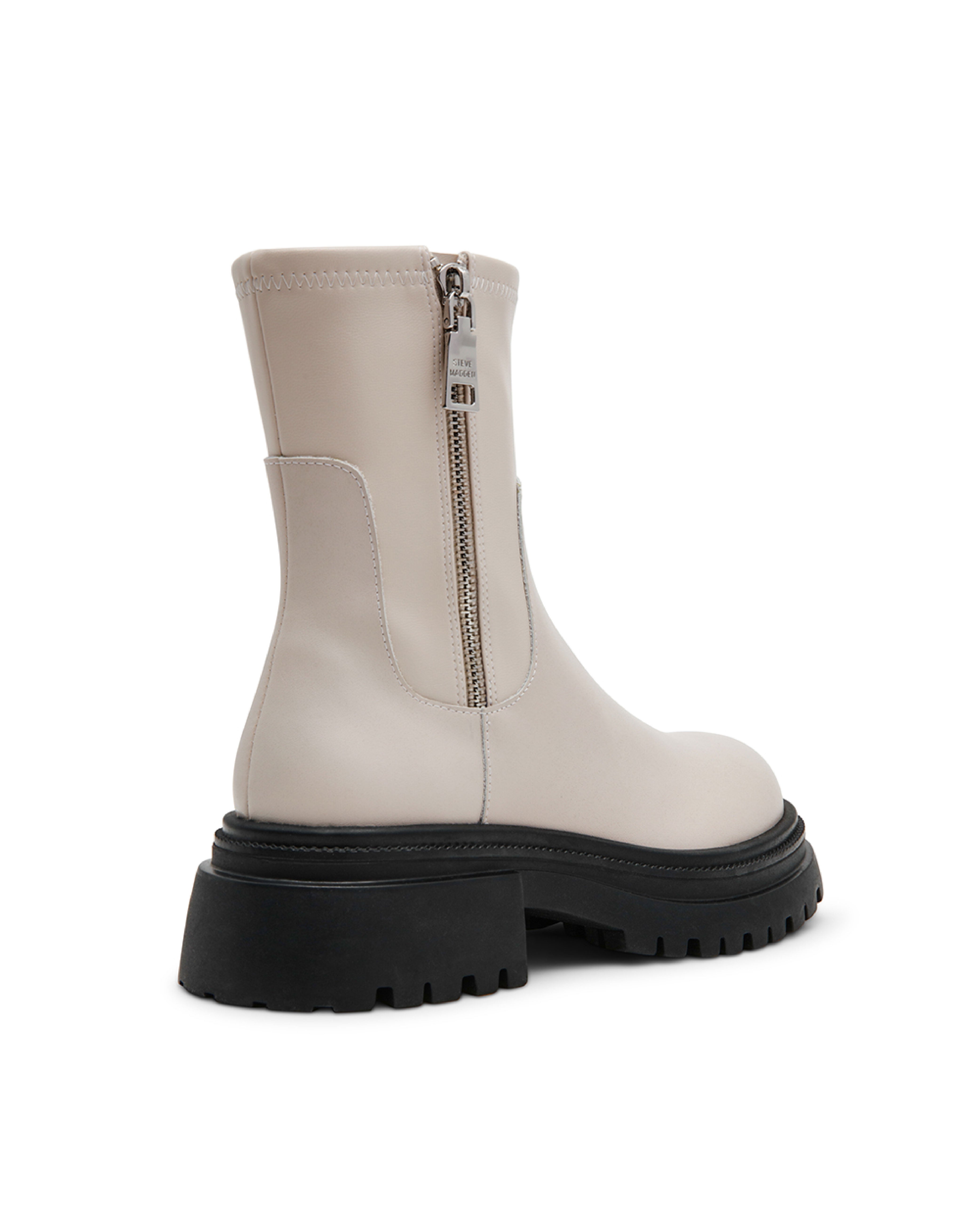 ROADMAP 率性素面厚底中筒靴-米色