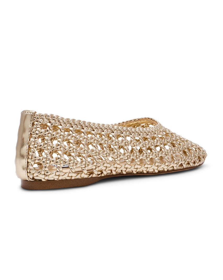 RENA 編織簍空平底鞋-金色