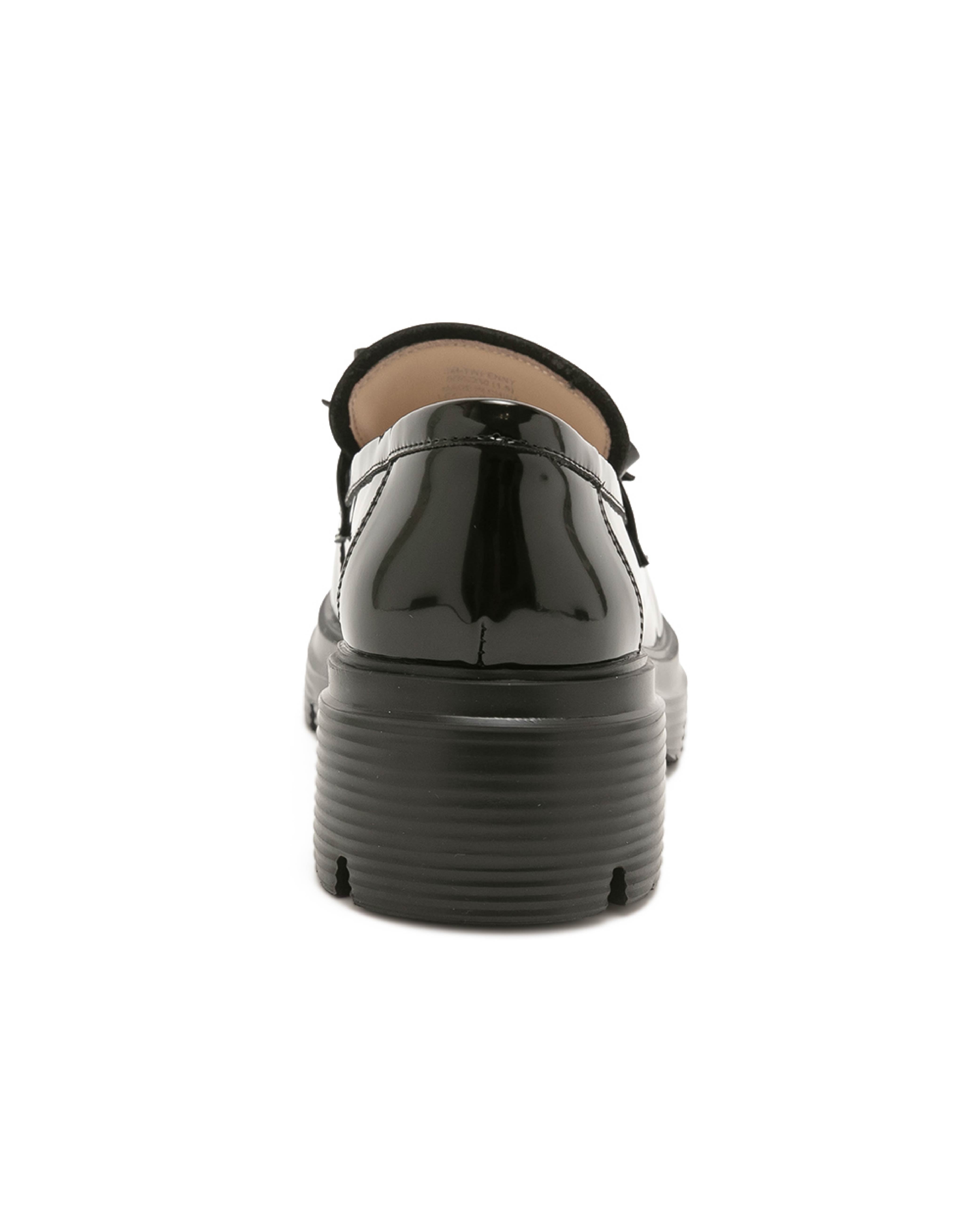 TWPENNY 簡約素面蝴蝶結樂福鞋-黑色