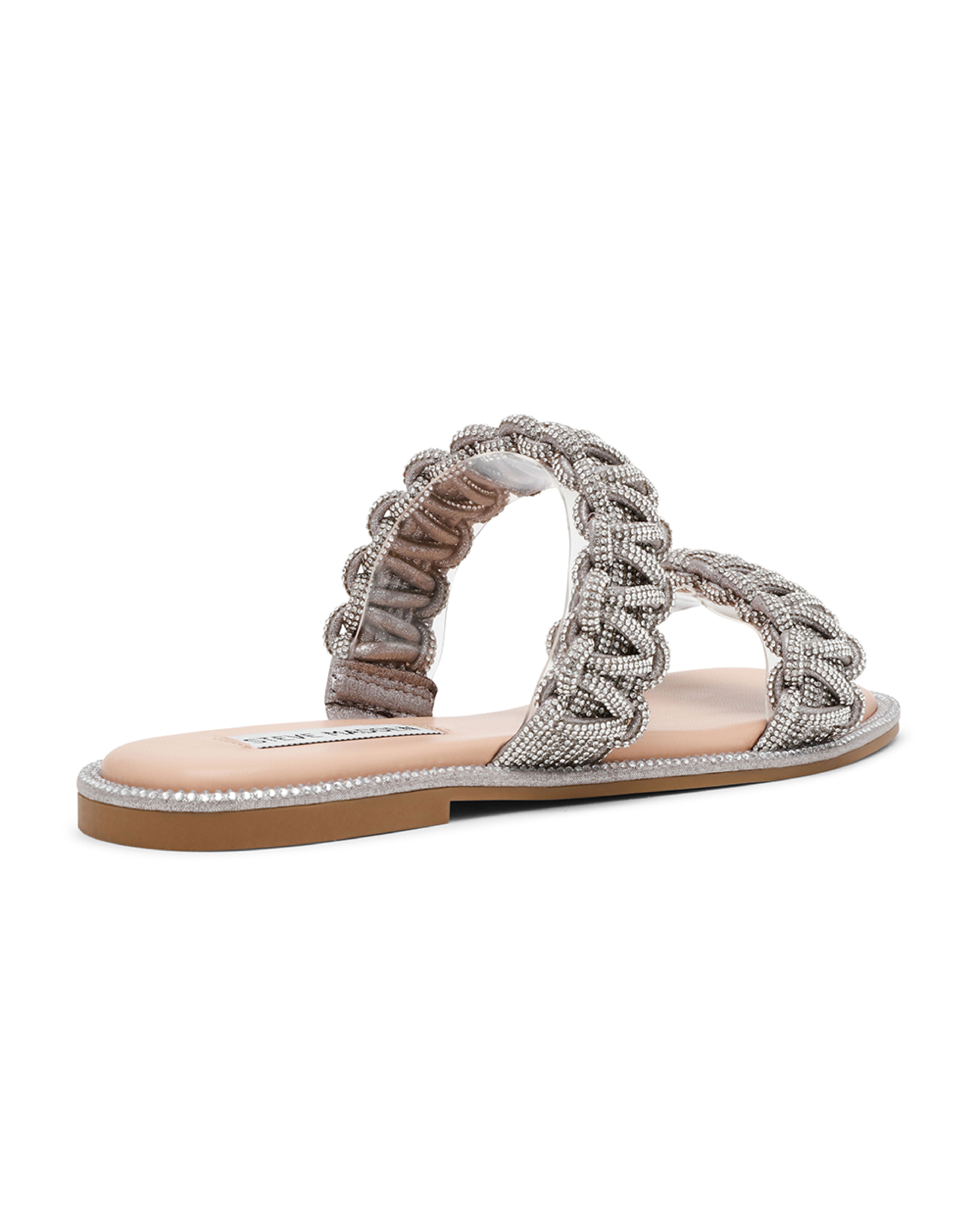 NYSSA 奢華閃鑽編織雙帶拖鞋-銀色