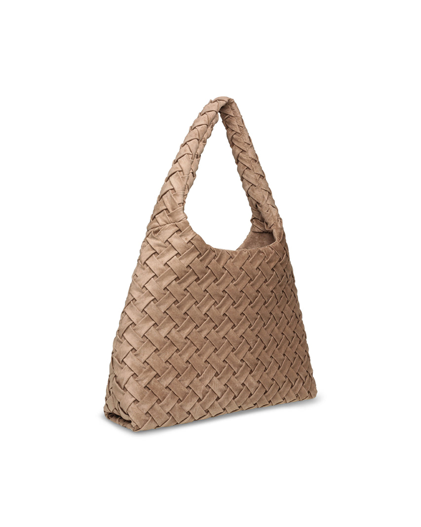 BRHIANON 素面磁釦編織托特包-卡其色