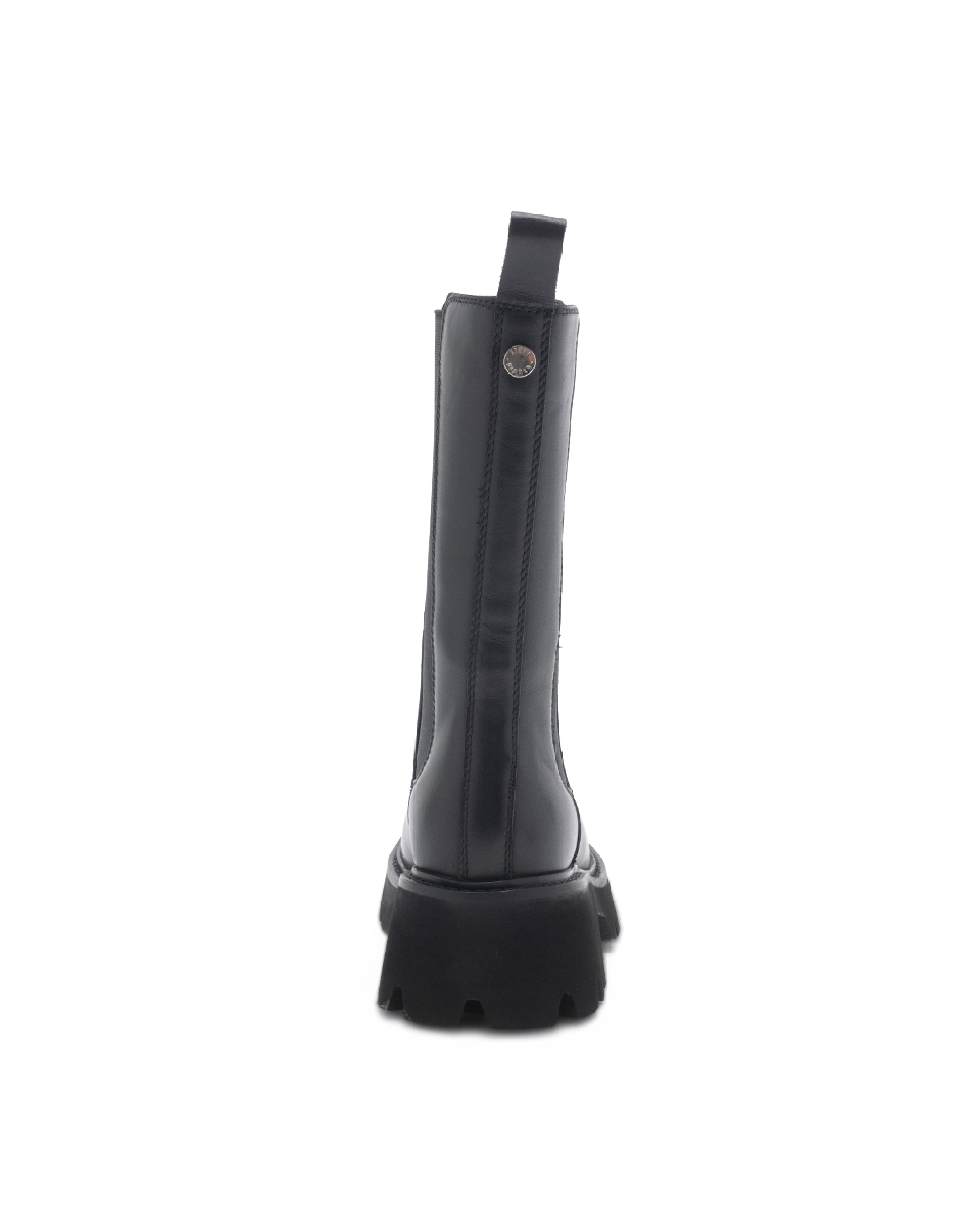 TWLILI 厚底素面切爾西中筒靴-黑色