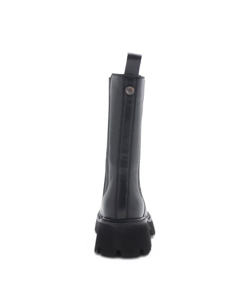 TWLILI 厚底素面切爾西中筒靴-黑色