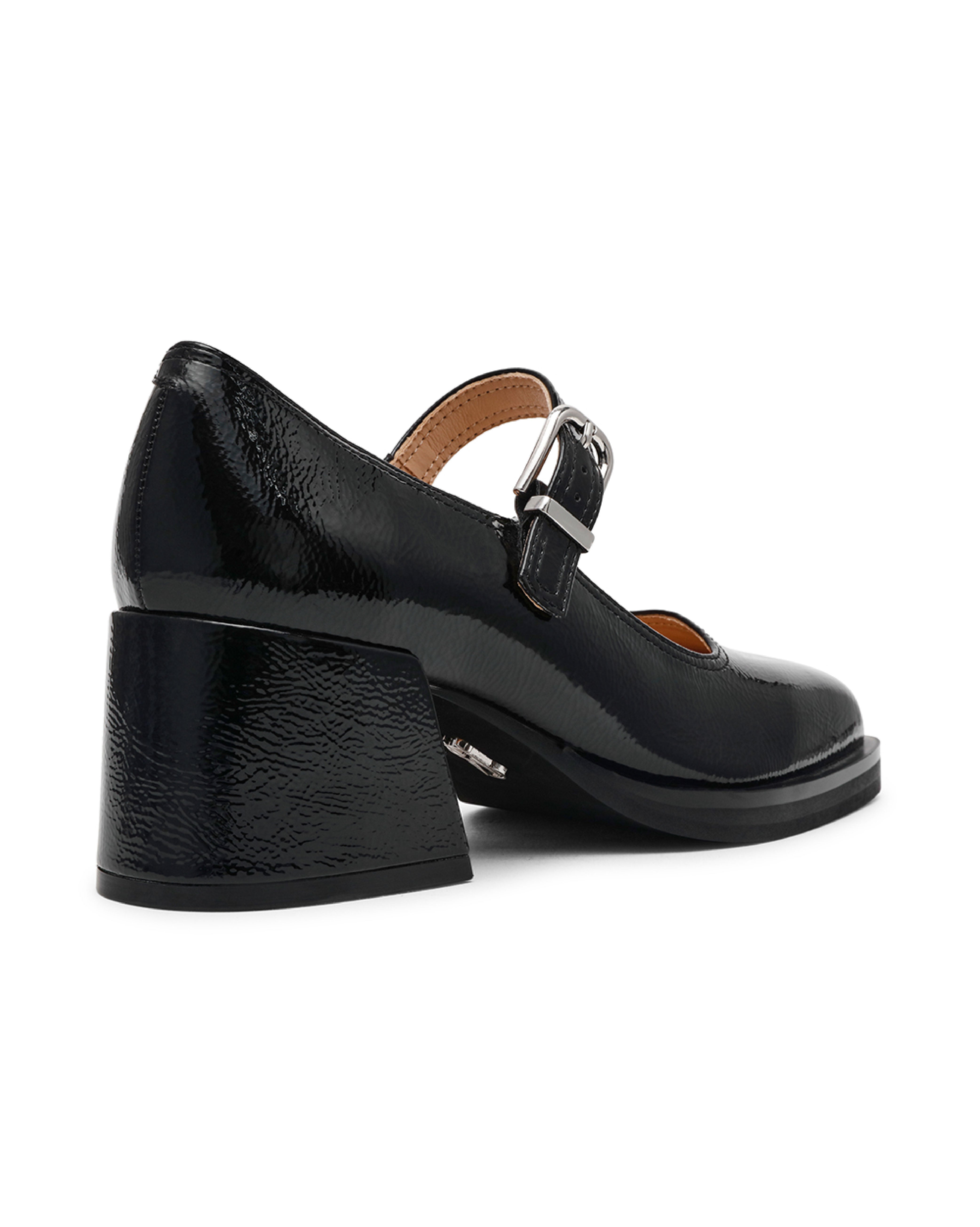 LISBON 經典復古粗跟瑪莉珍鞋-黑色