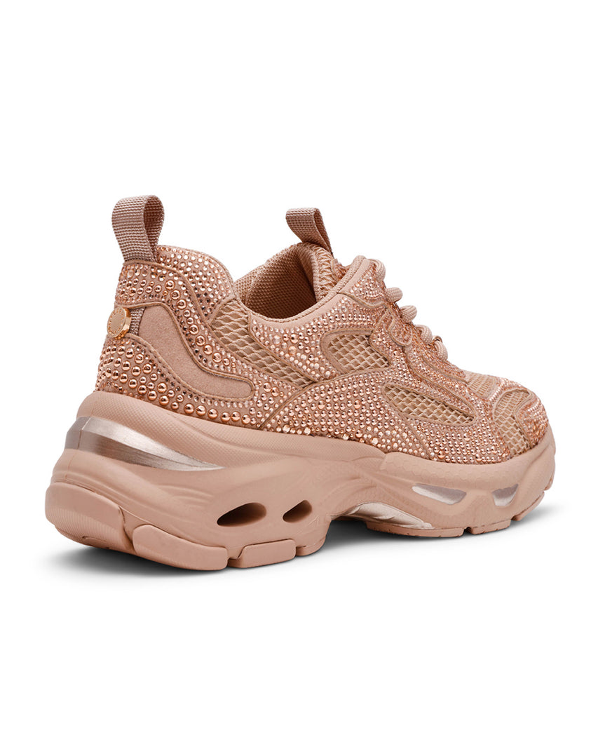 ZONAR-R 閃鑽素面綁帶休閒鞋-粉色