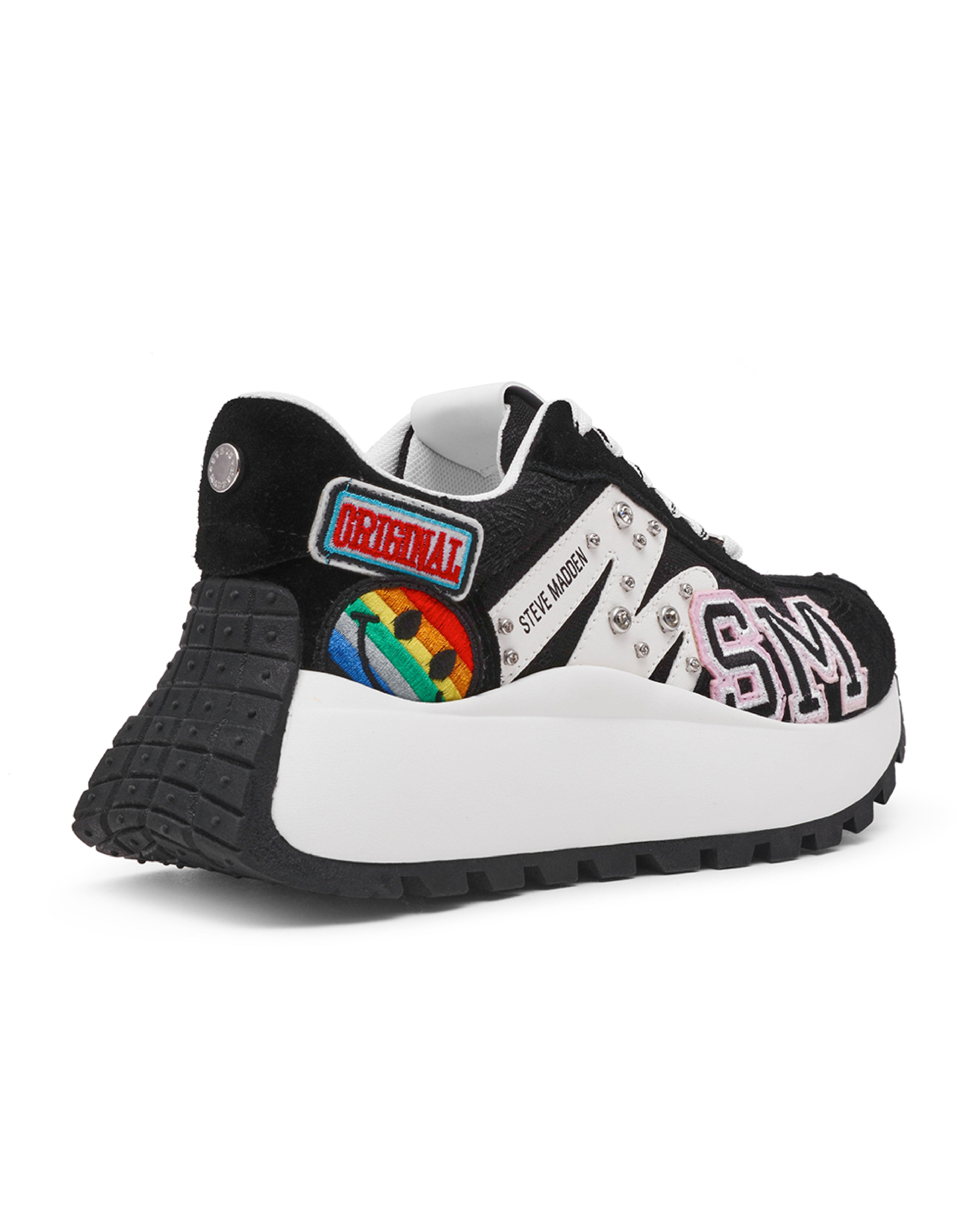 SUPERCAMPO-P 潮流刺繡布貼運動休閒鞋-黑色