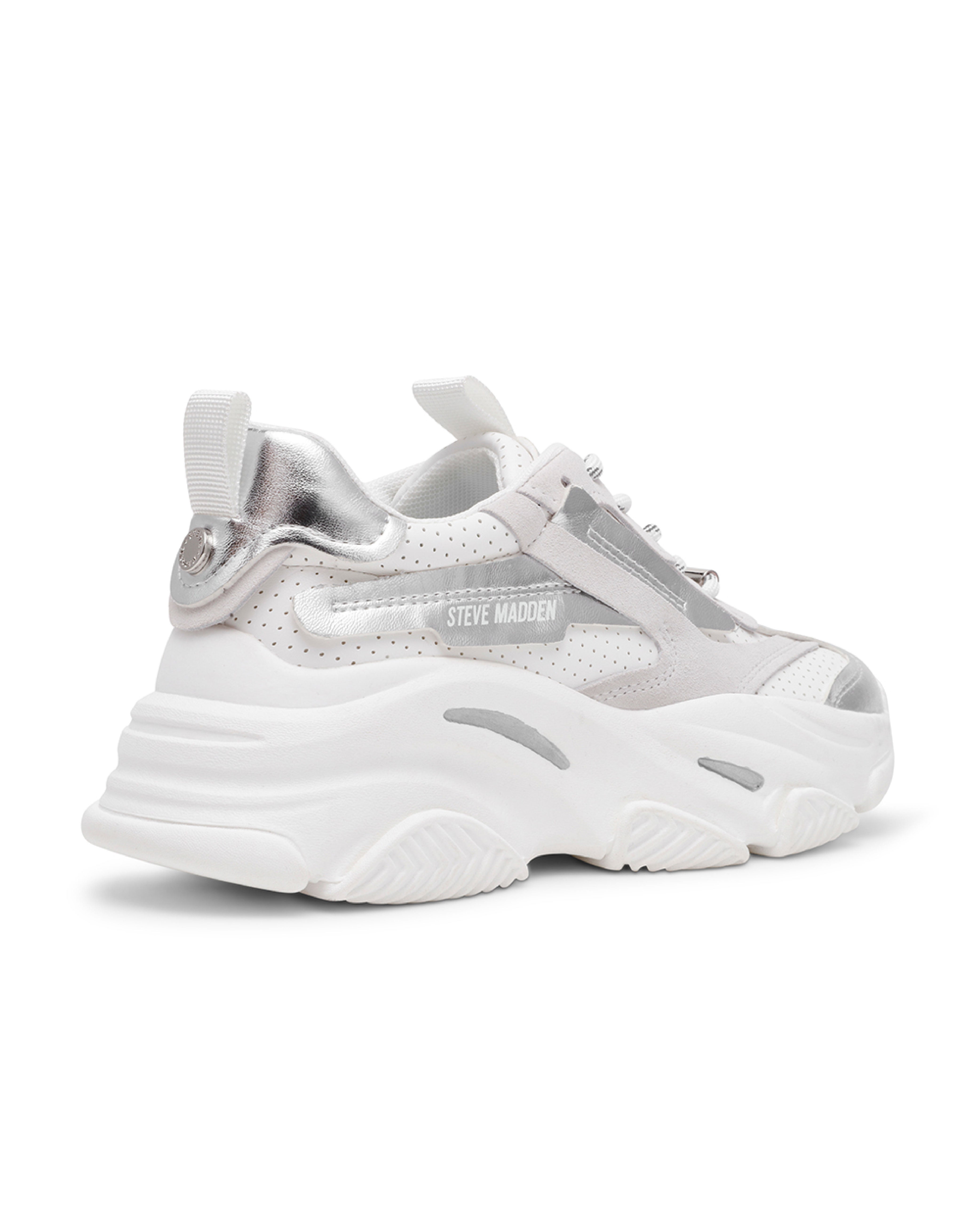 POSSES-PERF 拼接厚底綁帶休閒鞋-白色