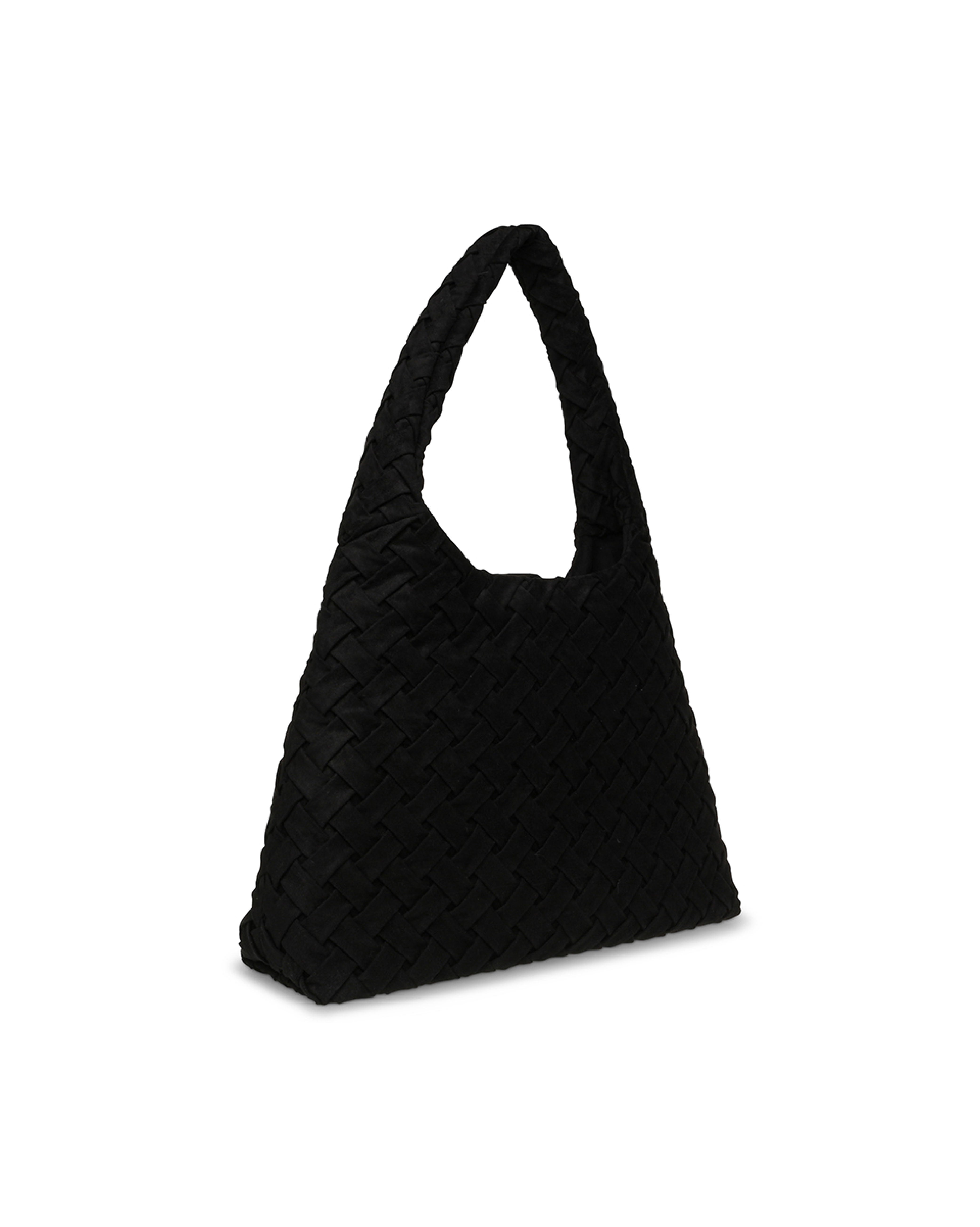 BRHIANON 素面磁釦編織托特包-黑色