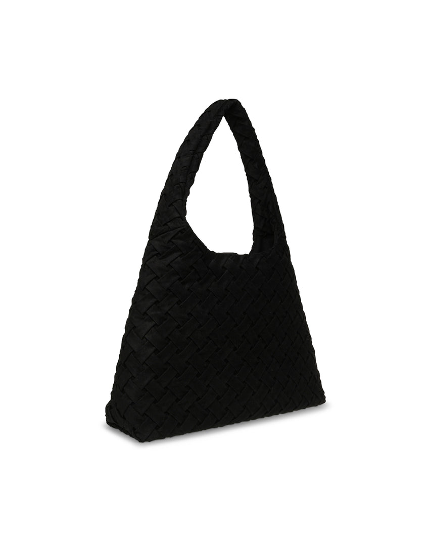 BRHIANON 素面磁釦編織托特包-黑色