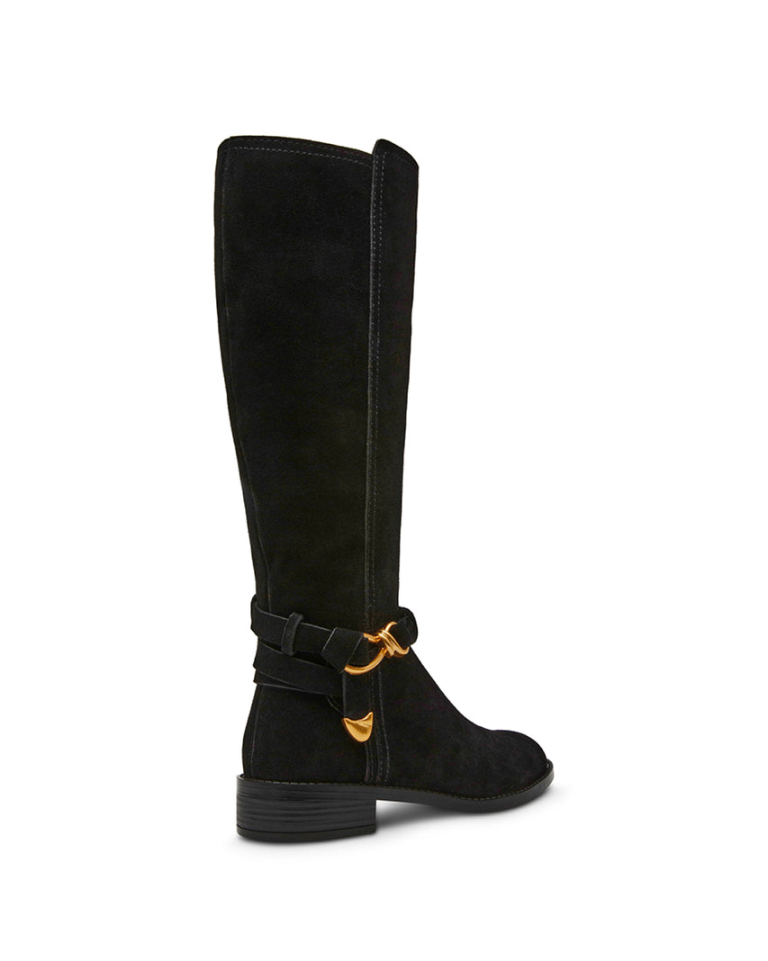 XTREME 時尚結飾扣帶長靴-絨黑