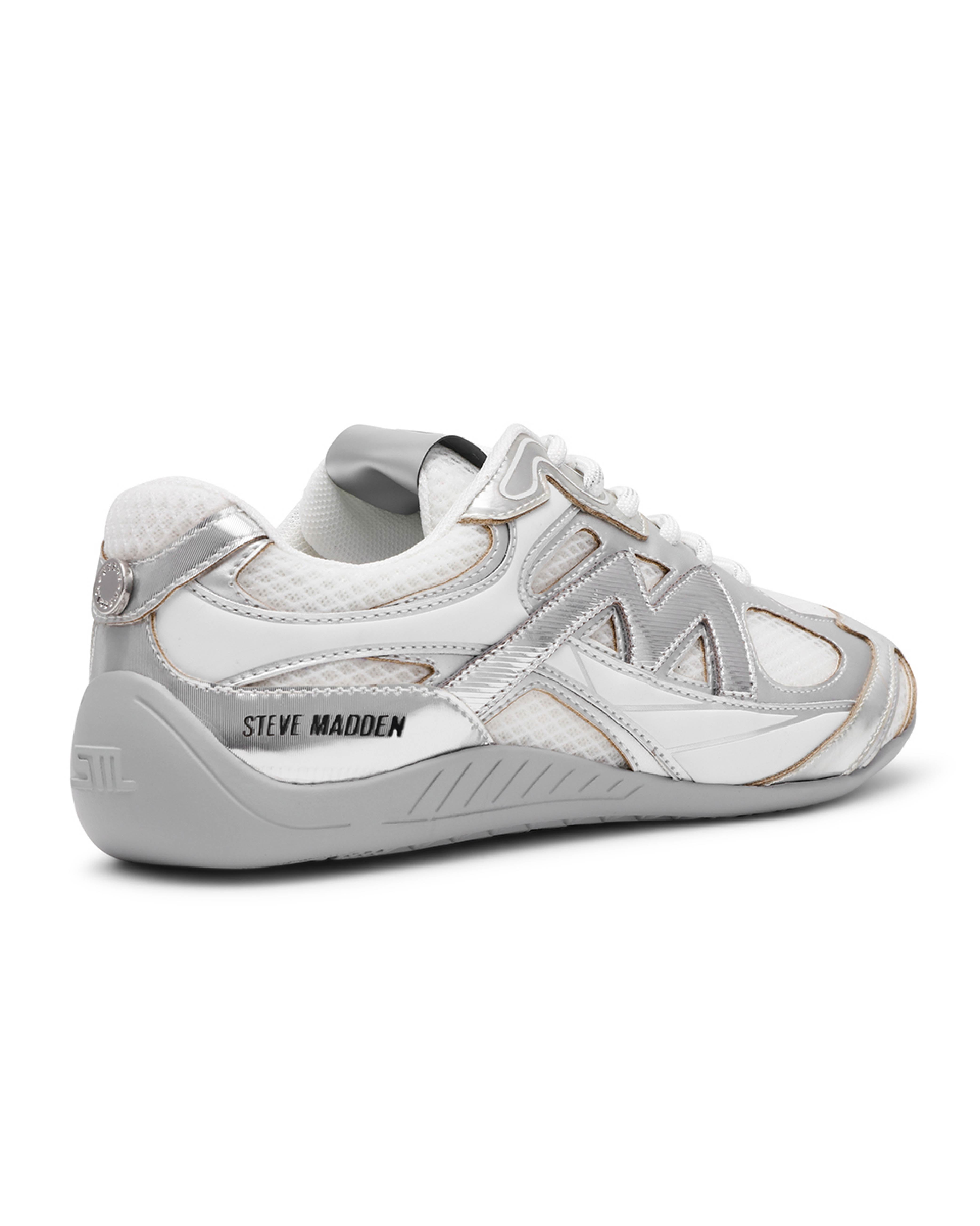 RALLY TIME M字拼接綁帶休閒鞋-銀色