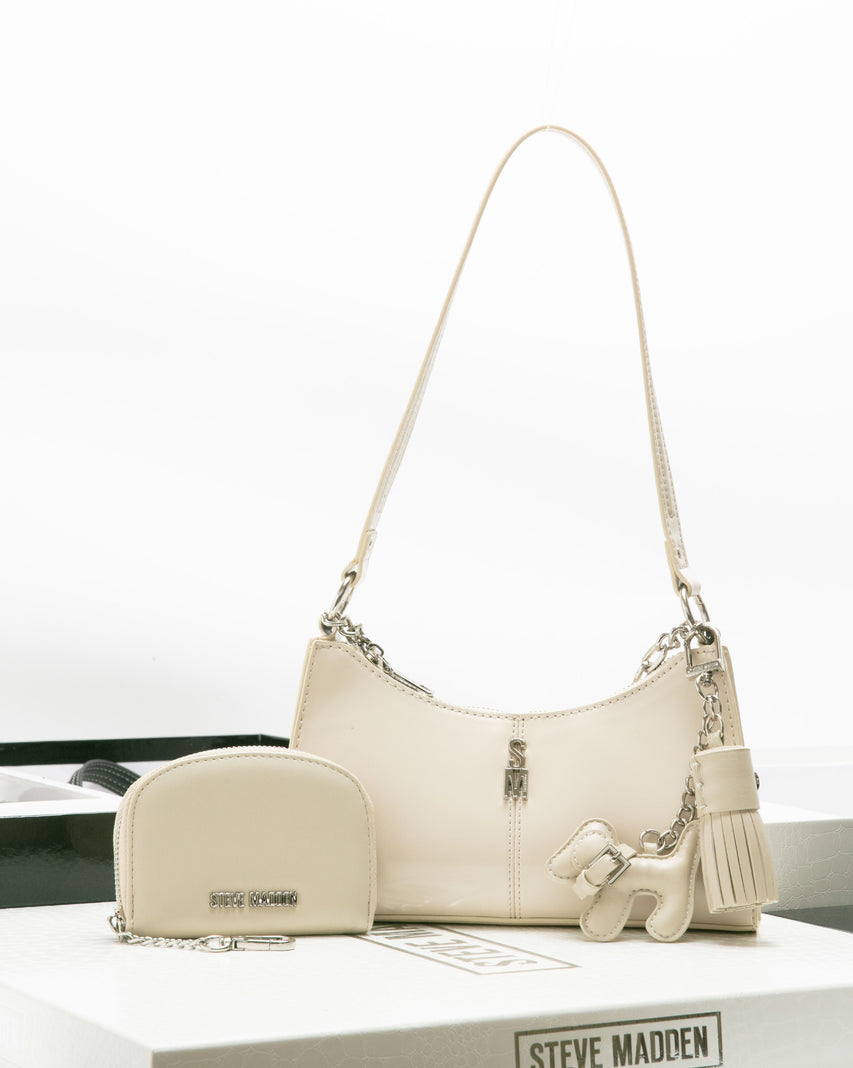 【線上獨家禮盒】雙背帶腋下包/零錢包三件禮盒組-米色