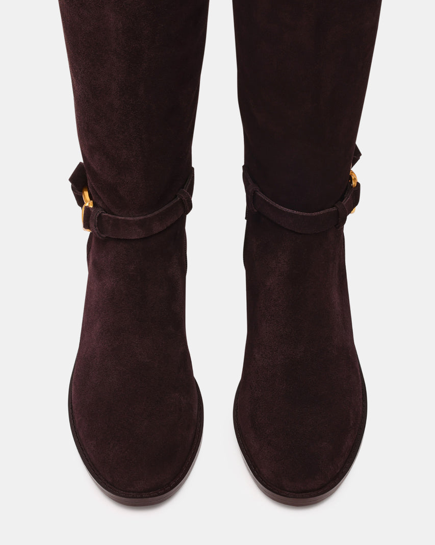 XTREME 時尚結飾扣帶長靴-絨咖啡