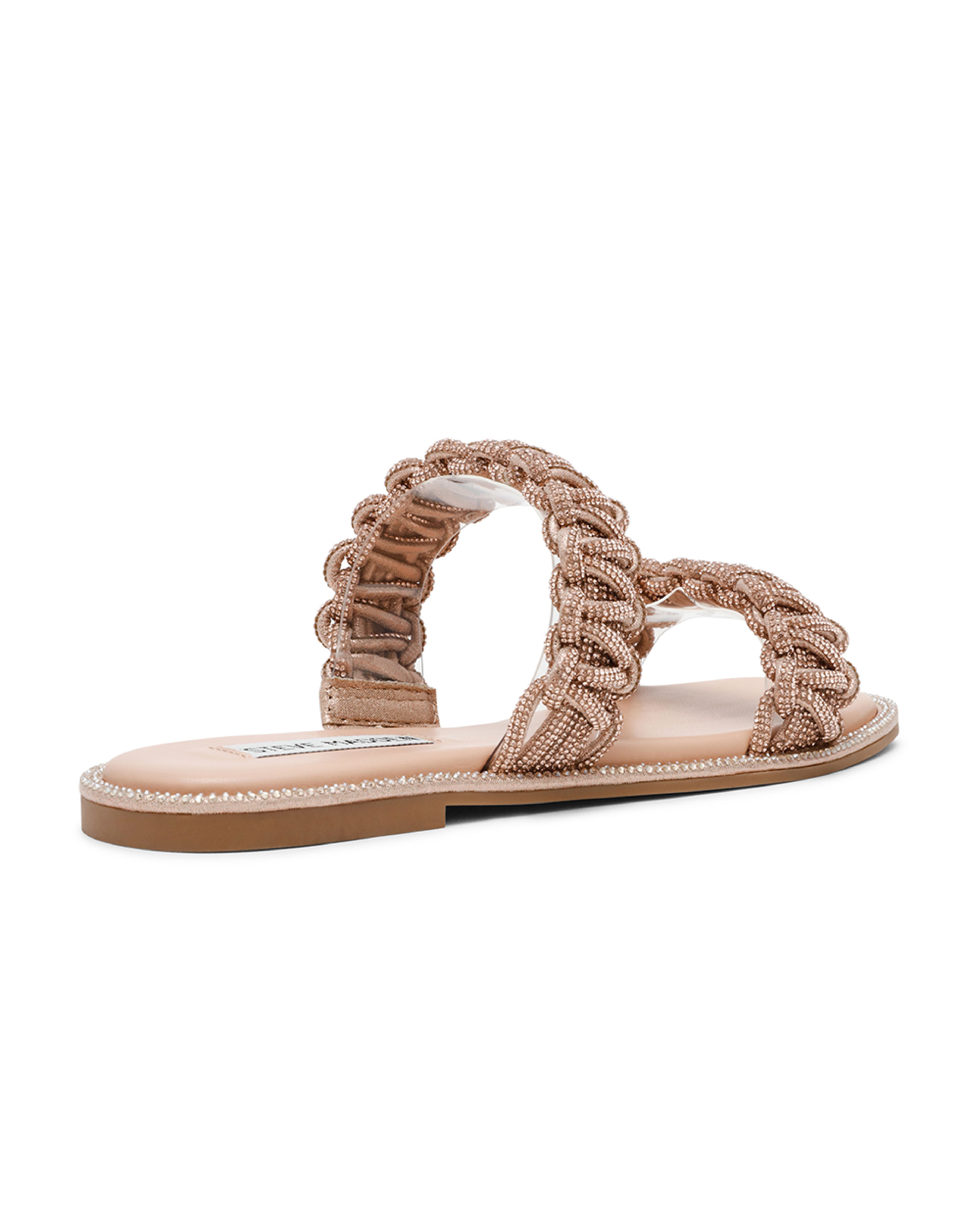 NYSSA 奢華閃鑽編織雙帶拖鞋-金色