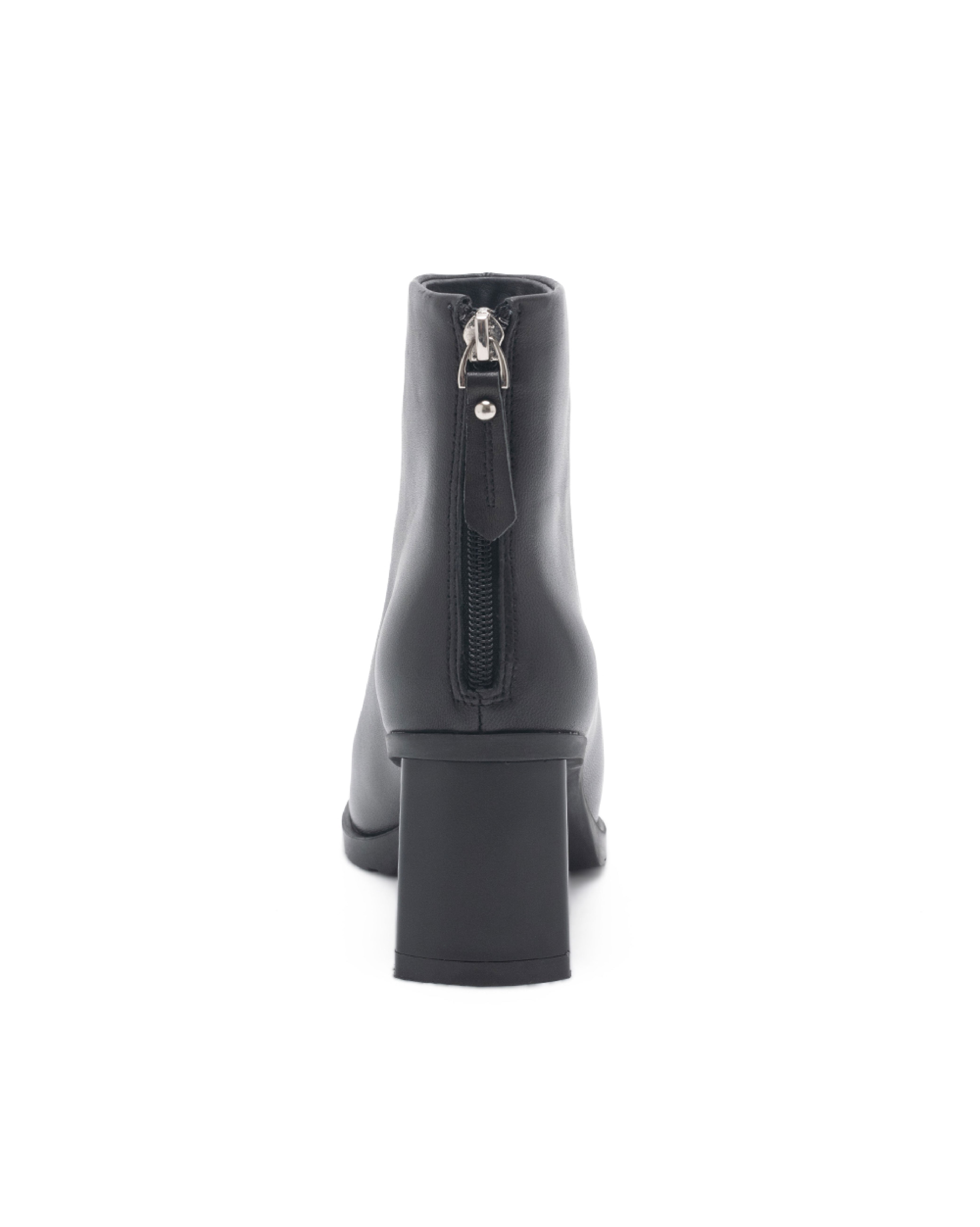 TWJILL 時尚方頭後拉鍊短靴-黑色