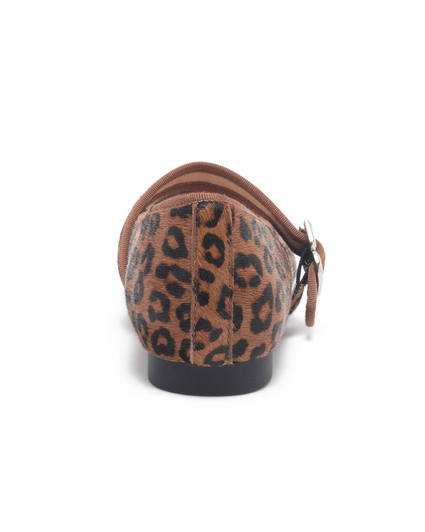 TWTYLA 絨面素色滾邊瑪莉珍鞋-豹紋