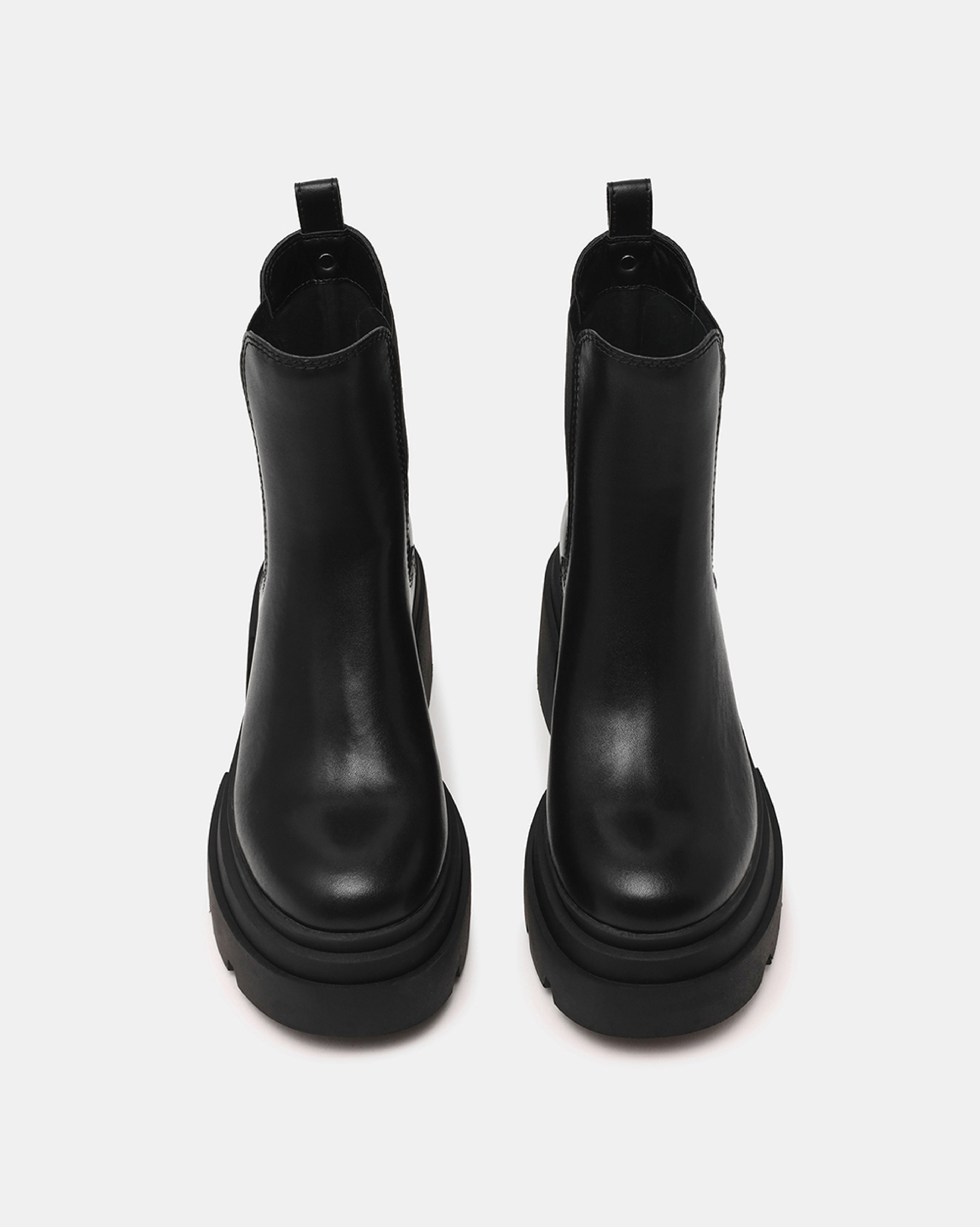 TIDALWAVE 簡約素面厚底切爾西短靴-黑色