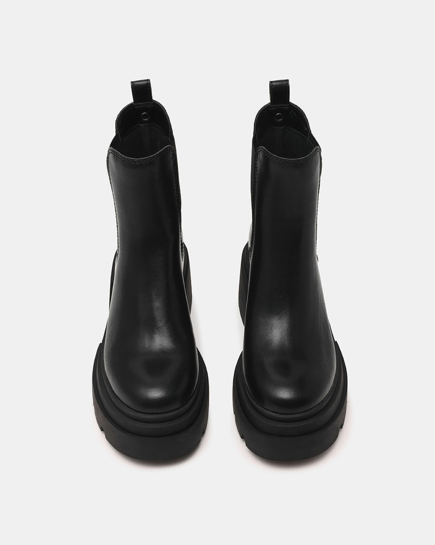TIDALWAVE 簡約素面厚底切爾西短靴-黑色