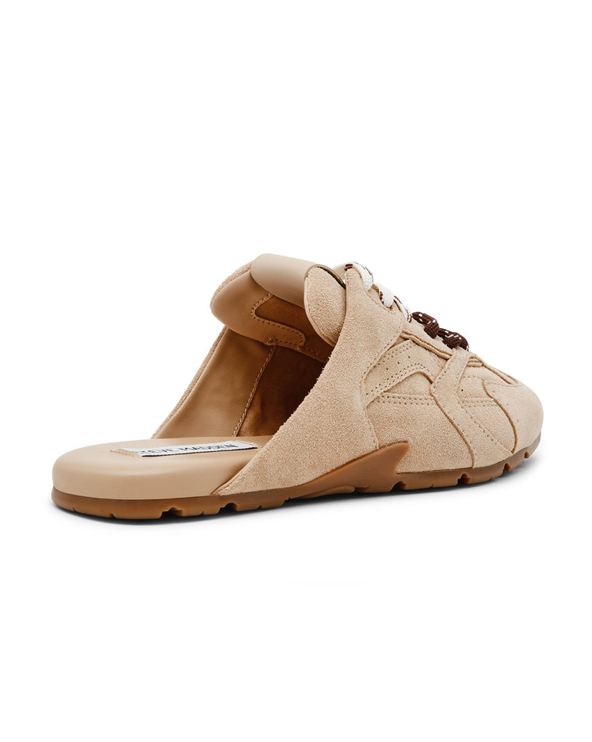 ASIEL-MULE 麂皮雙鞋帶前包拖鞋-棕色