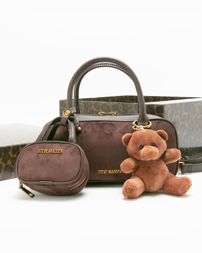 【線上獨家禮盒】麂皮法棍小包三件禮盒組-咖啡色