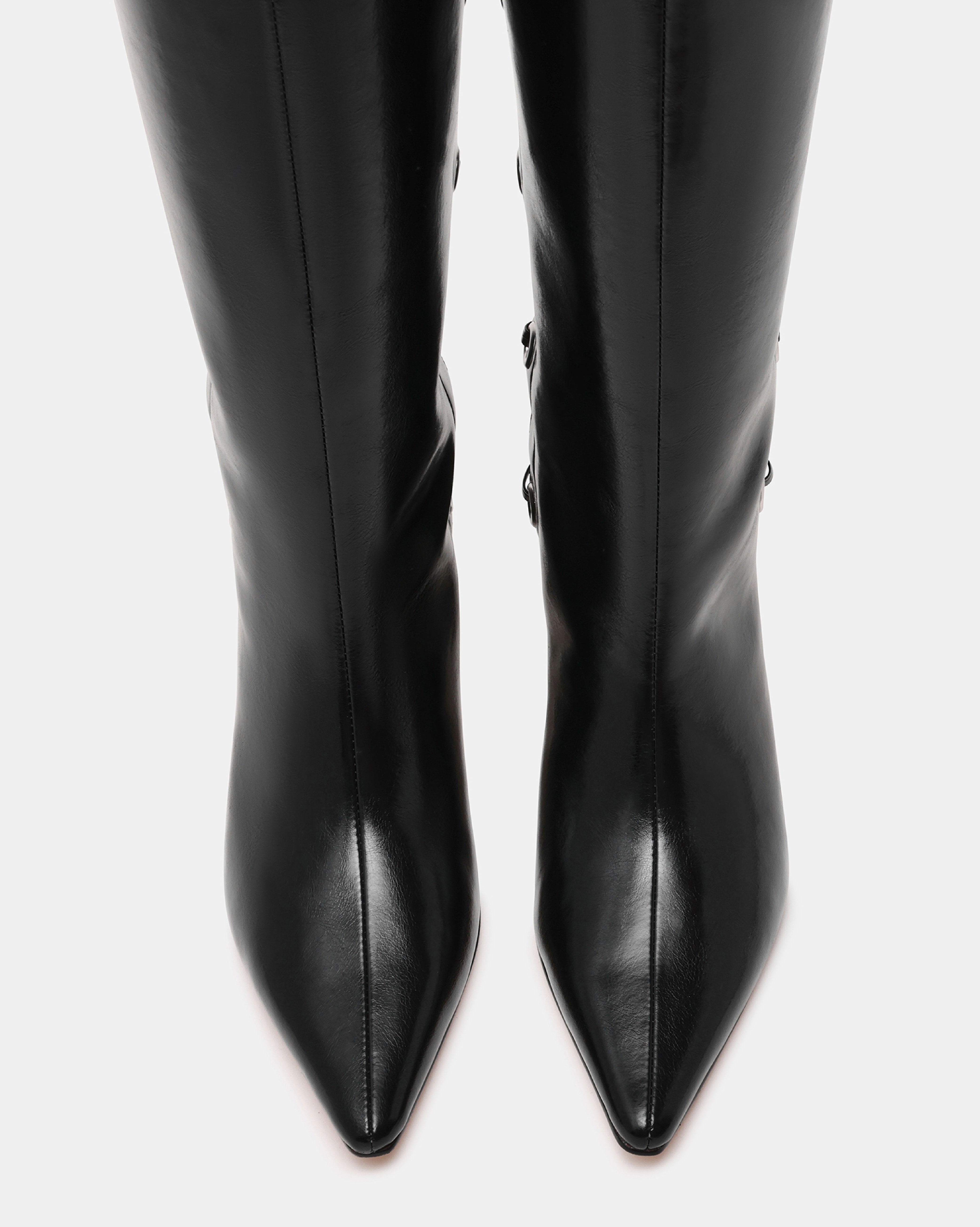 BALLPARK 後綁帶造型細跟長靴-黑色