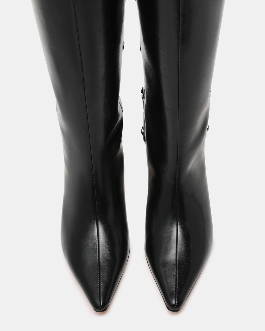 BALLPARK 後綁帶造型細跟長靴-黑色