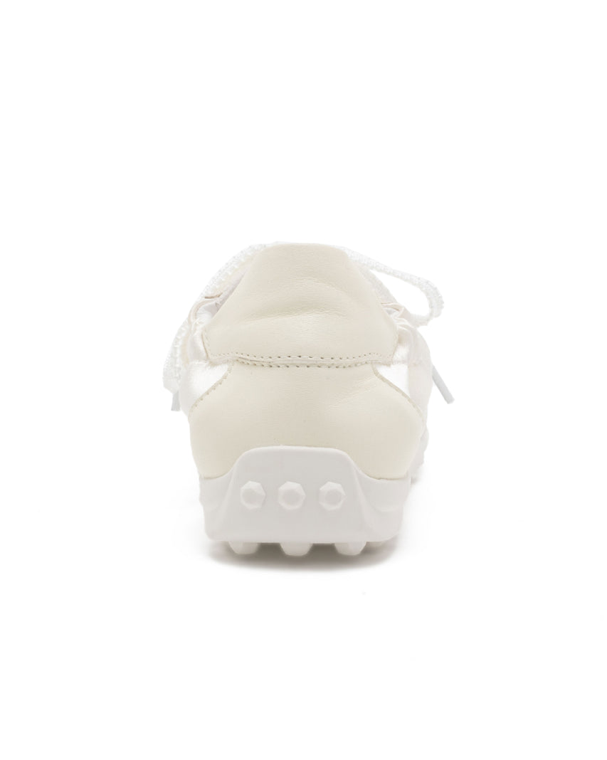 【線上獨家款】TWSHOONG 芭蕾緞面雙蝴蝶結休閒鞋-白色