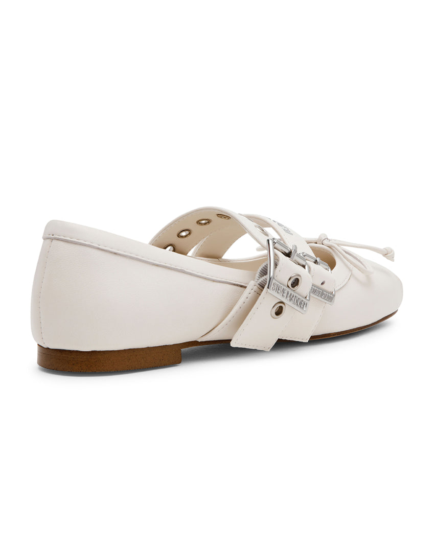 CEARA 芭蕾方頭率性雙扣寬帶瑪莉珍-白色