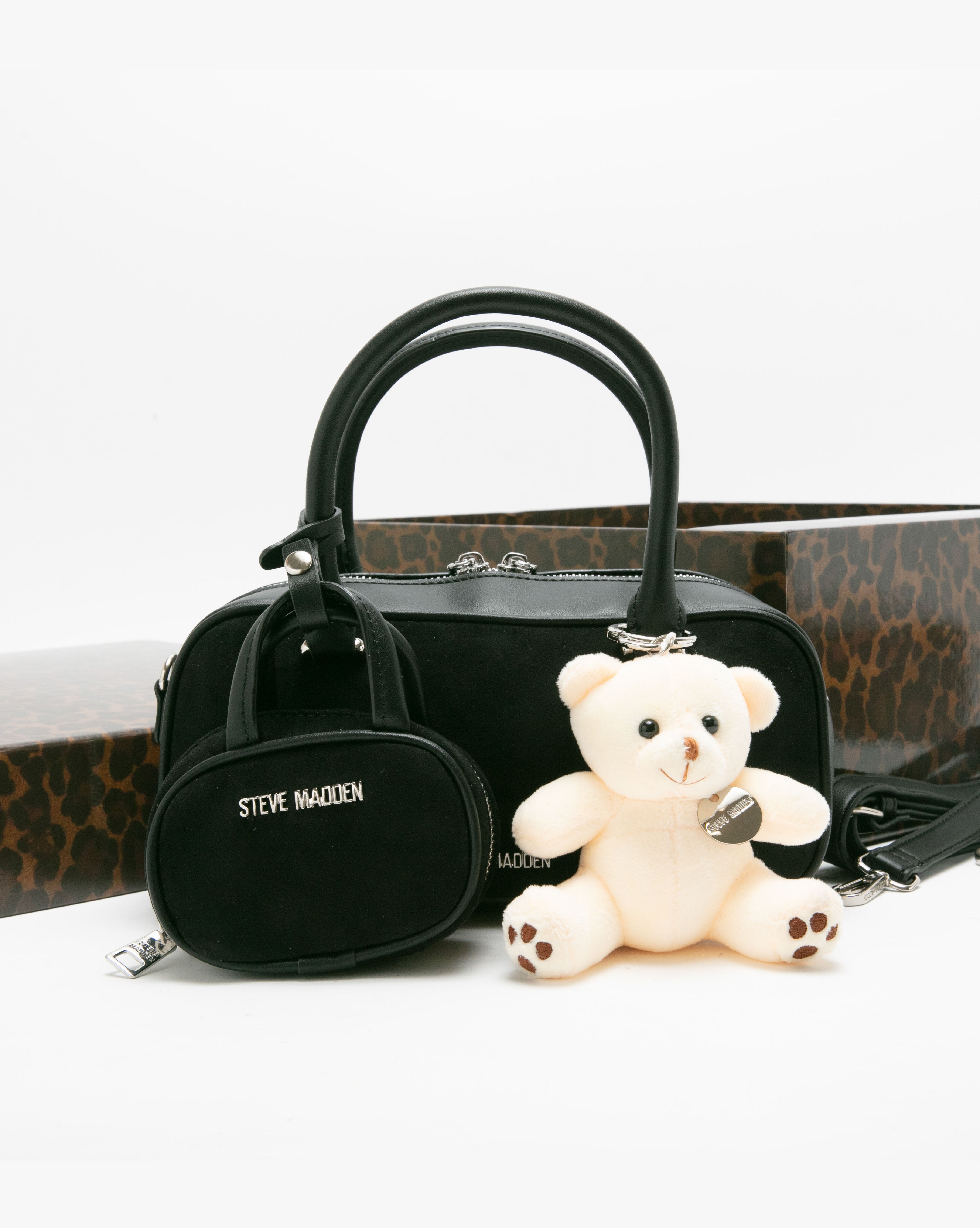 【線上獨家禮盒】麂皮法棍小包三件禮盒組-黑色