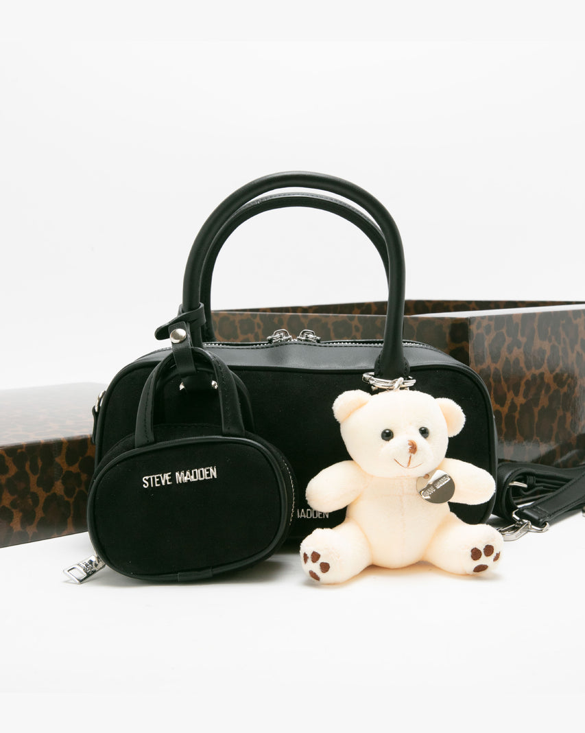 【線上獨家禮盒】麂皮法棍小包三件禮盒組-黑色