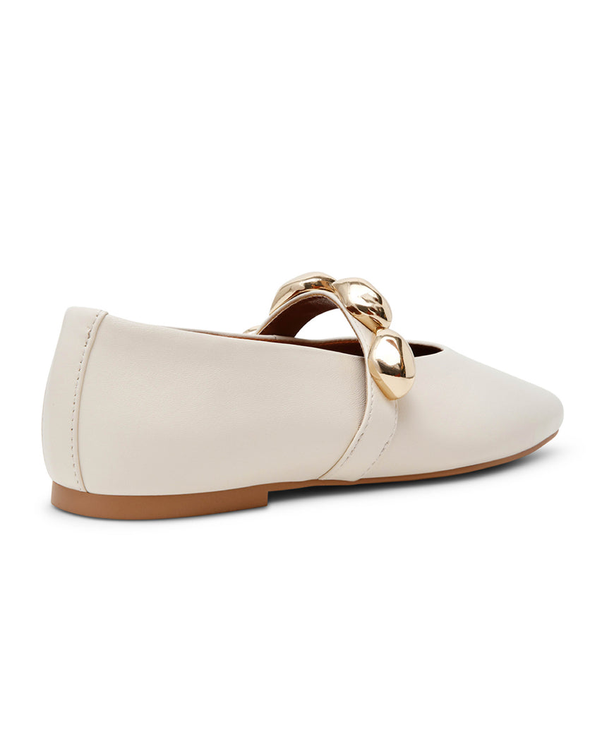 POPPIN 素面圓形扣帶瑪莉珍鞋-白色