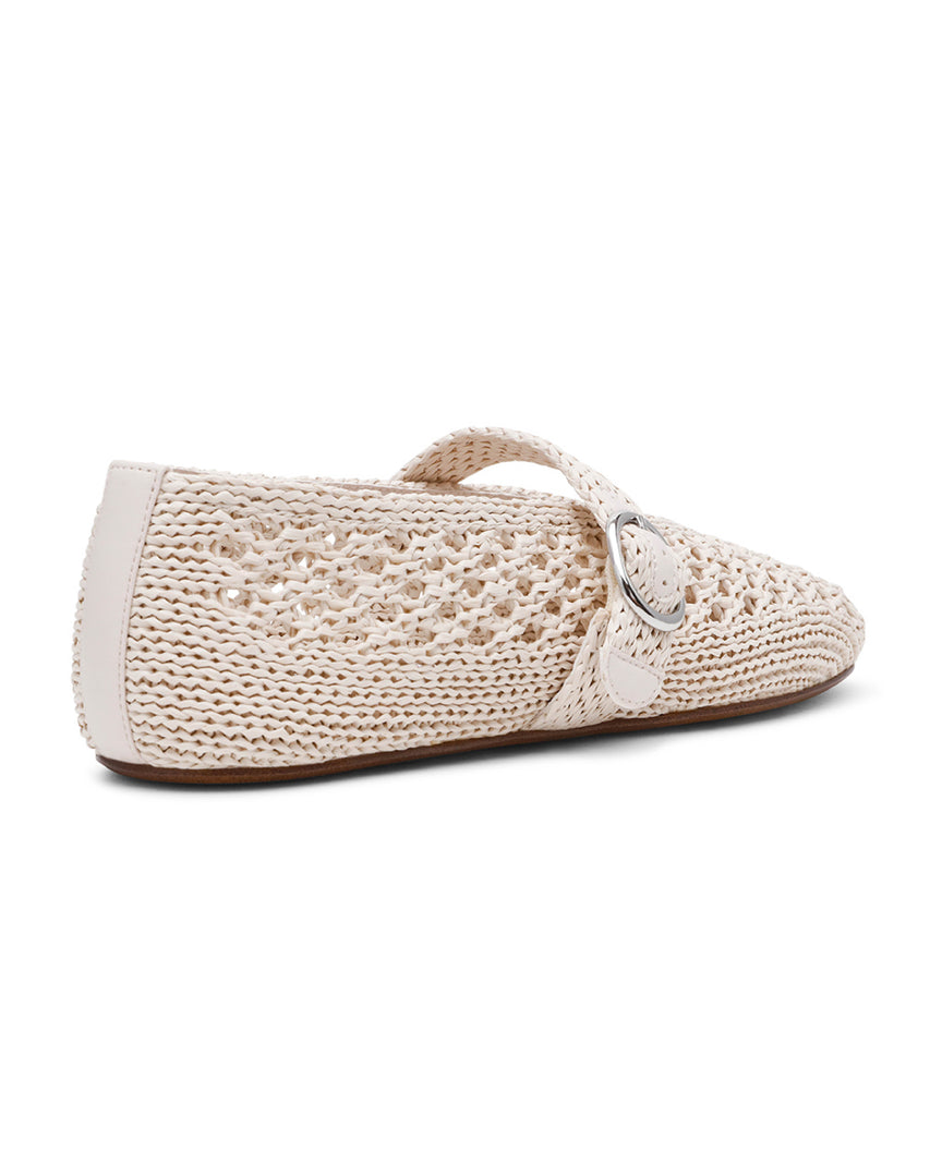 ALARA 夏日草編平底瑪莉珍鞋-米色