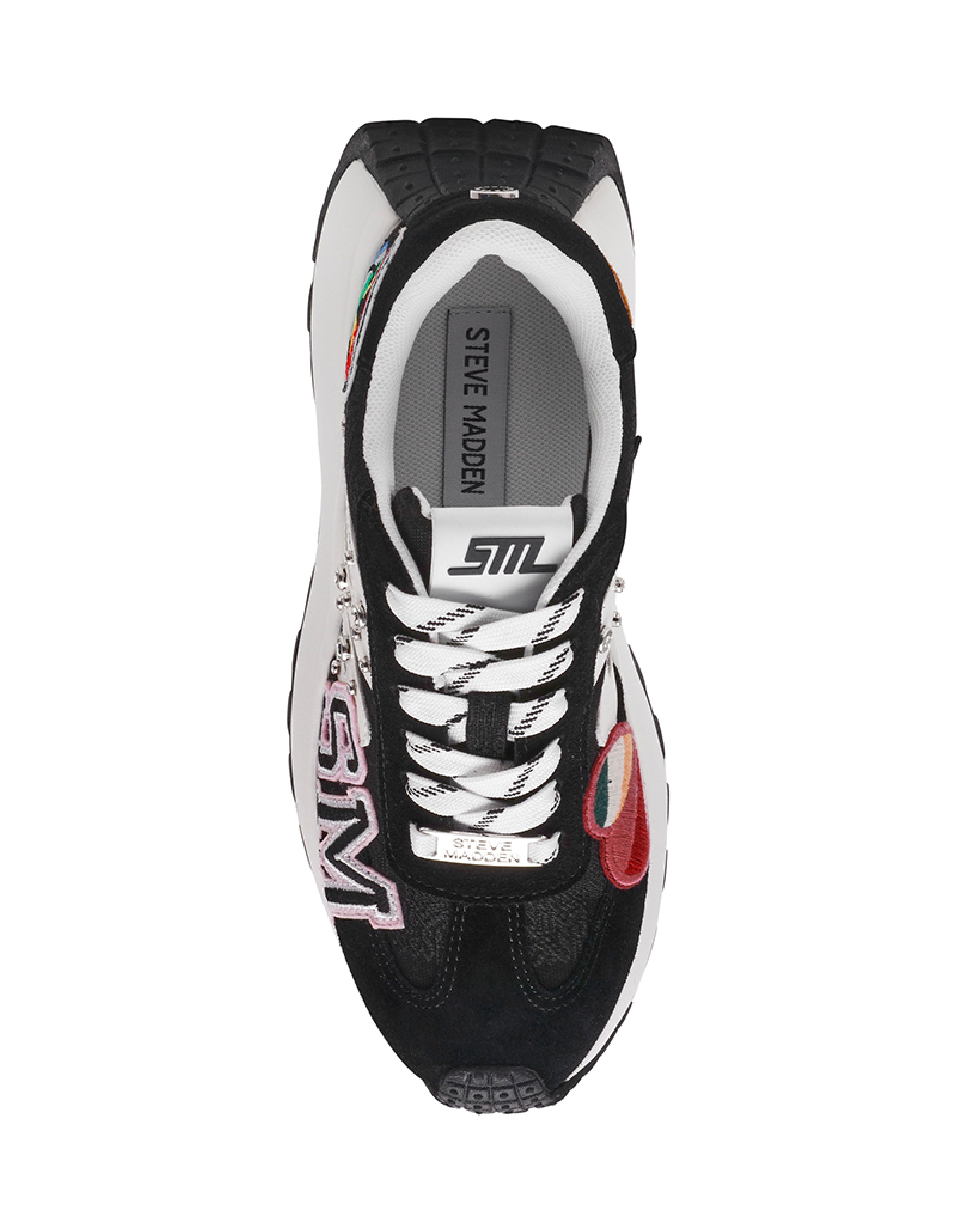 SUPERCAMPO-P 潮流刺繡布貼運動休閒鞋-黑色