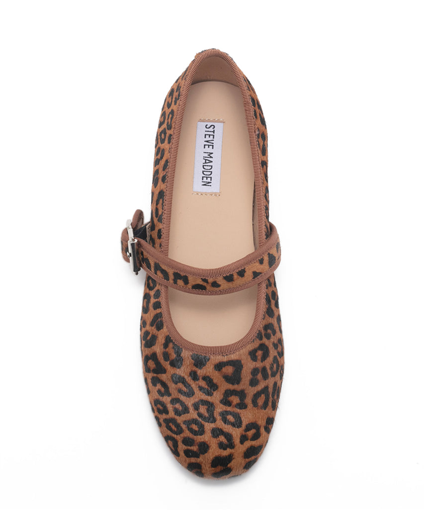 TWTYLA 絨面素色滾邊瑪莉珍鞋-豹紋