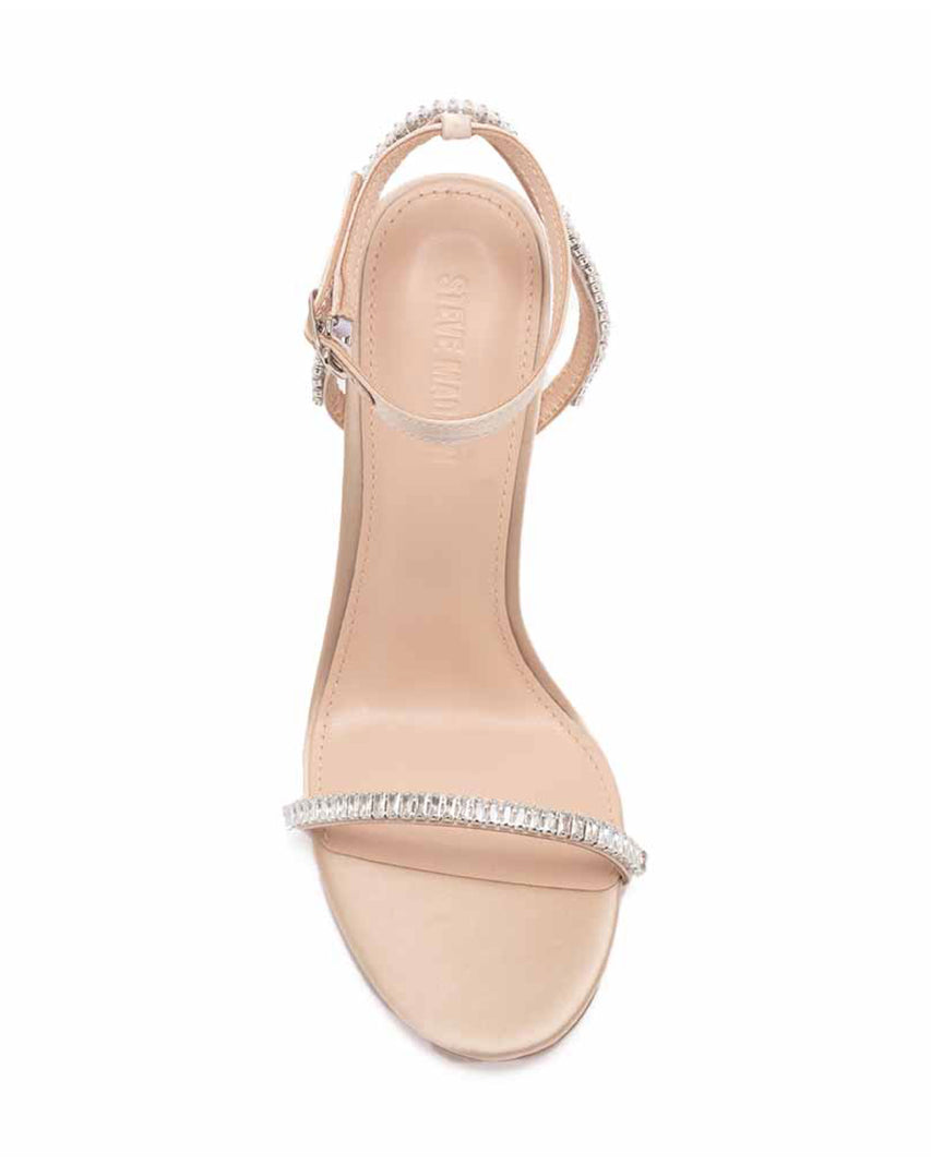 TWJANET 奢華閃鑽繞踝一字帶涼跟鞋-金色