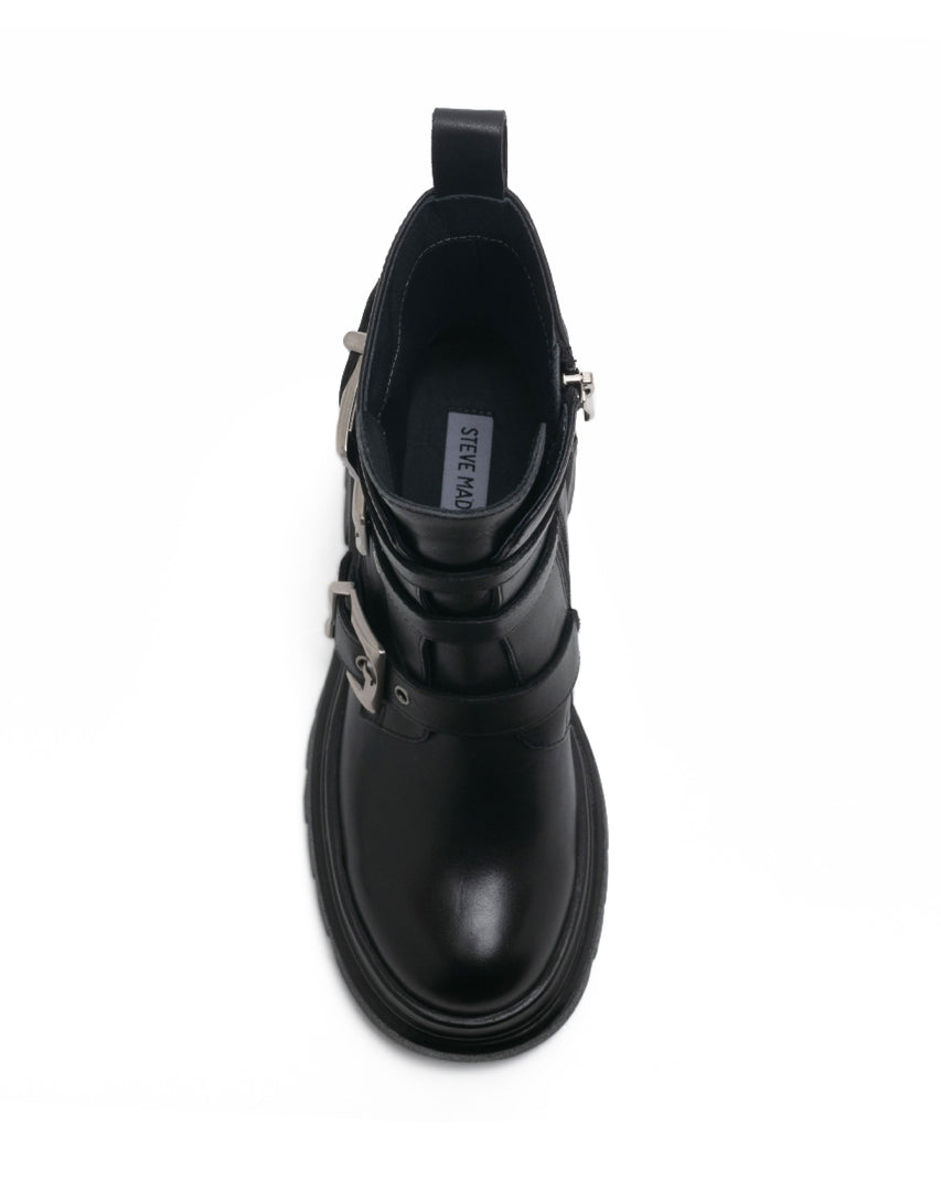 TWSTORM 率性層次扣帶中筒靴-黑色