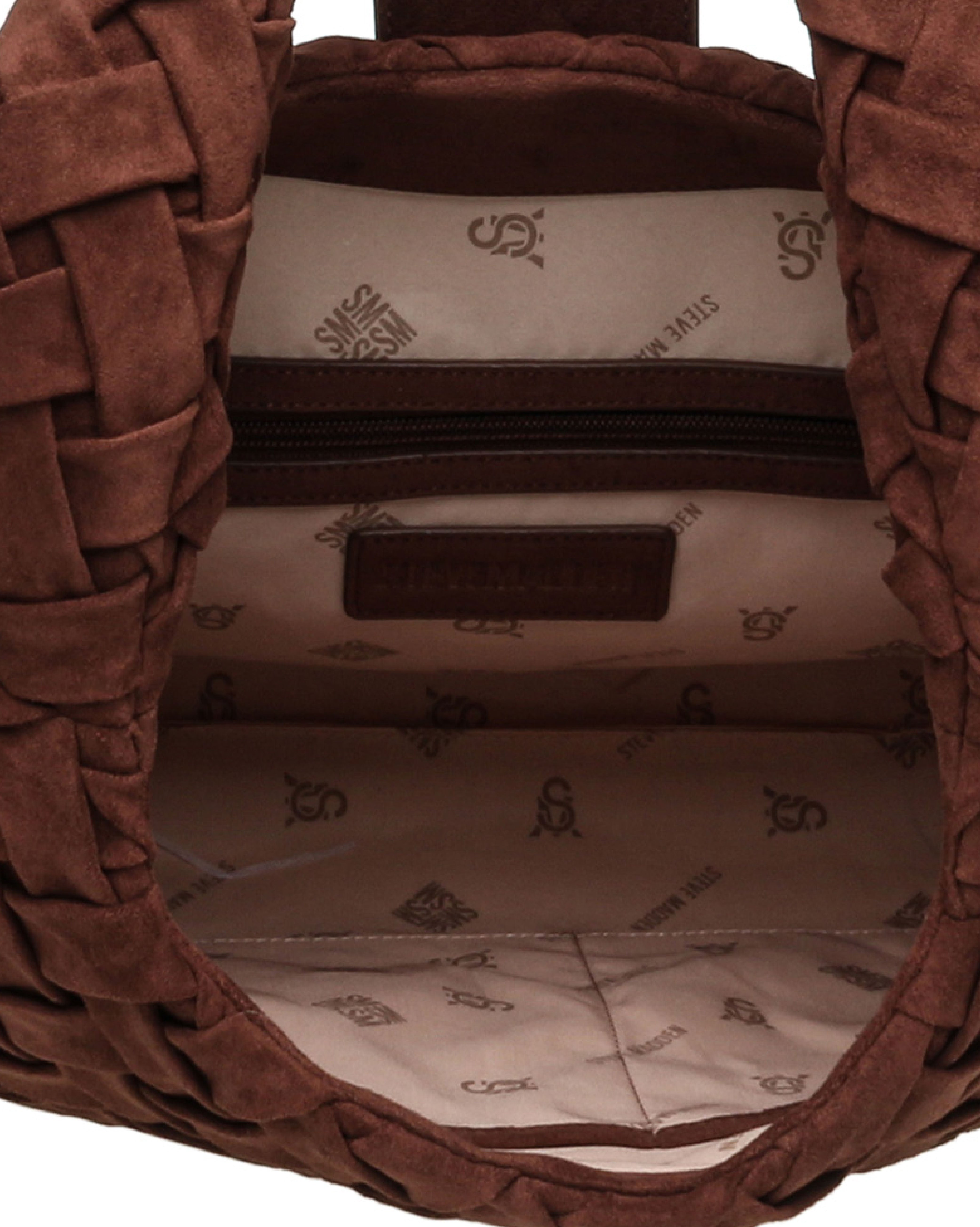 BRHIANON 素面磁釦編織托特包-咖啡色