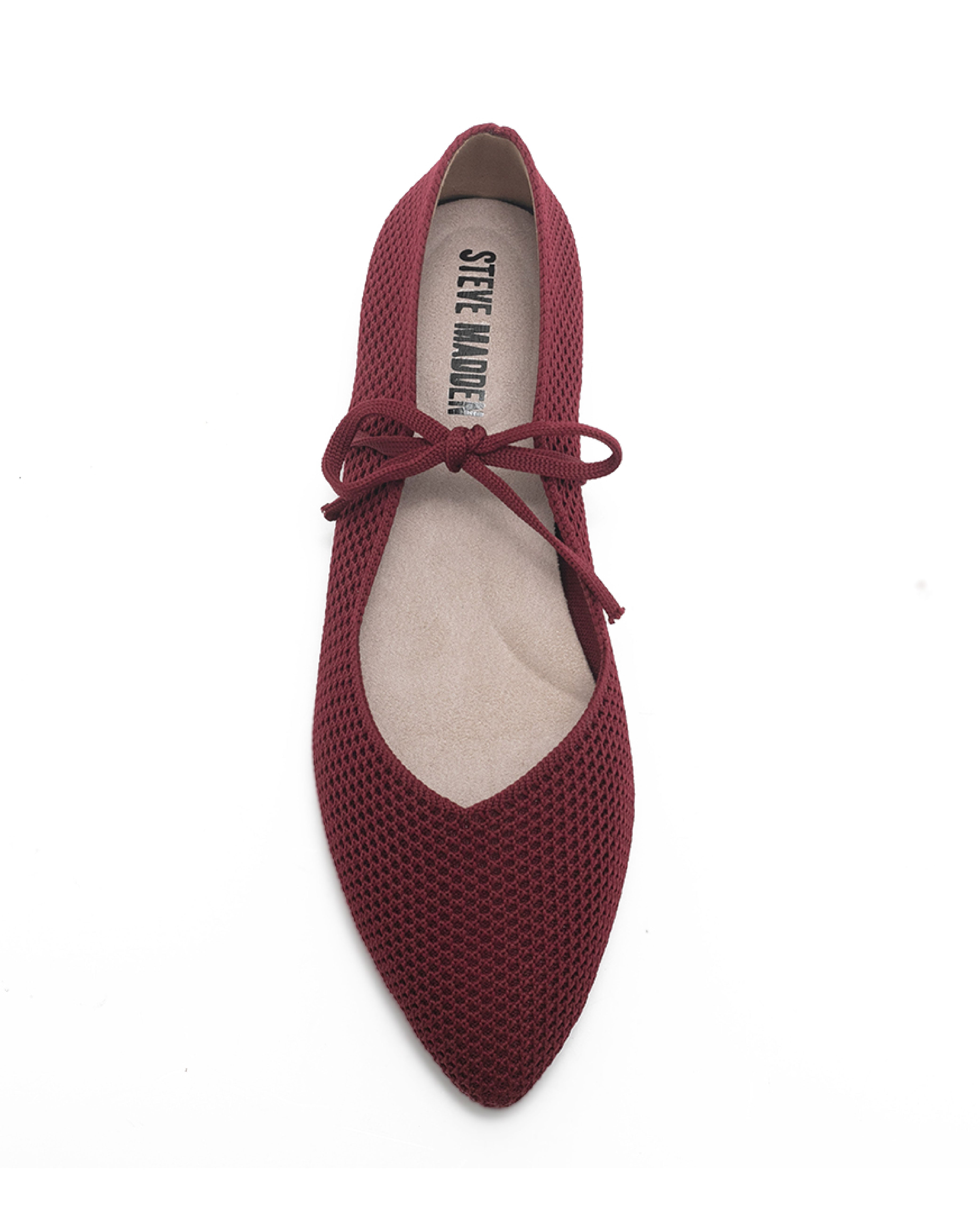 TWAILEE 彈性布面綁帶平底娃娃鞋-紅色