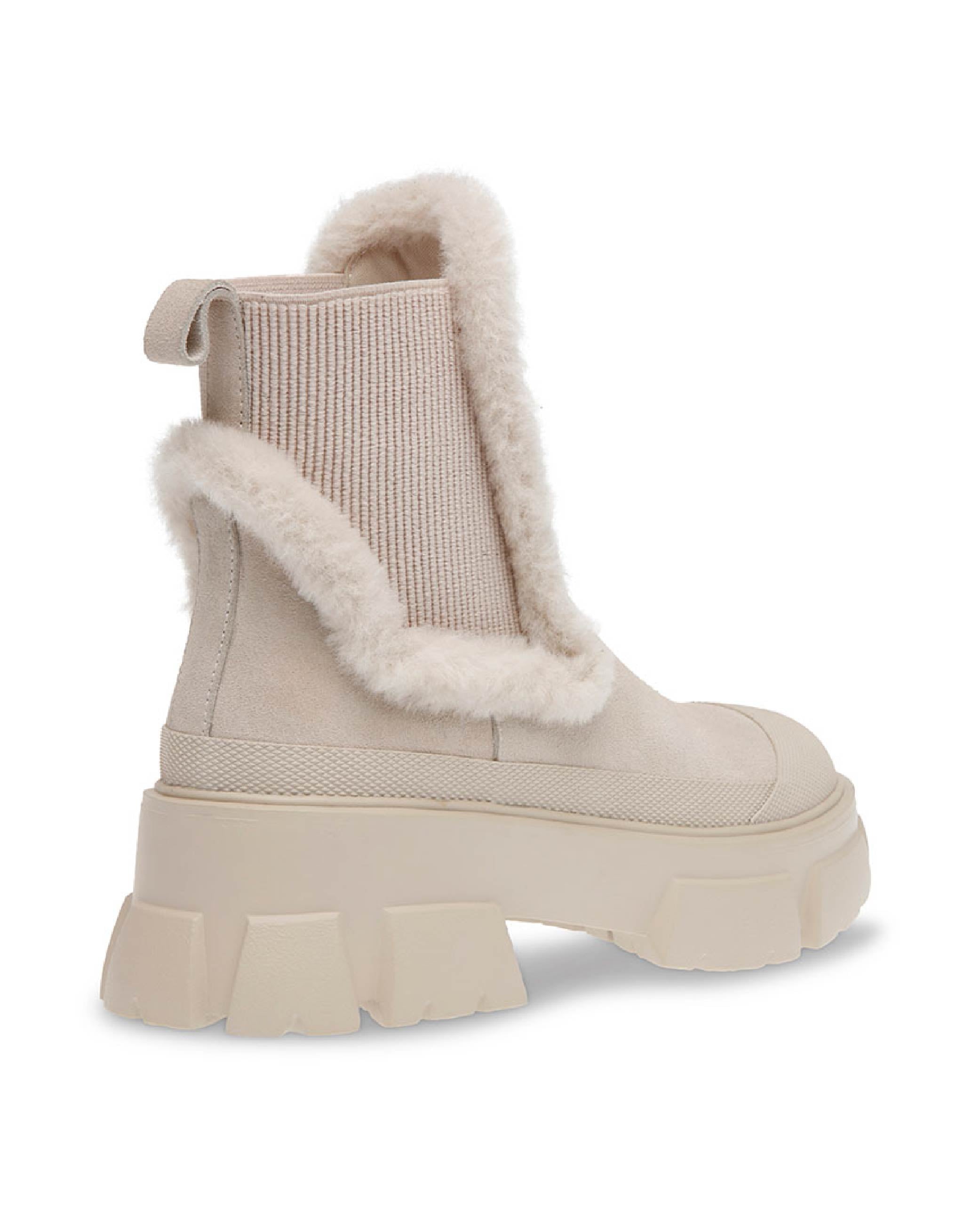 TOWNSHIP 絨面毛邊切爾西短靴-米白色