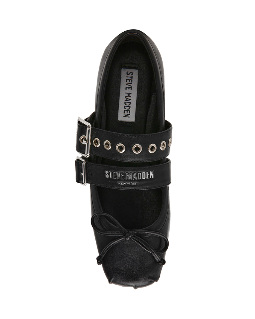 CEARA 芭蕾方頭率性雙扣寬帶瑪莉珍-黑色