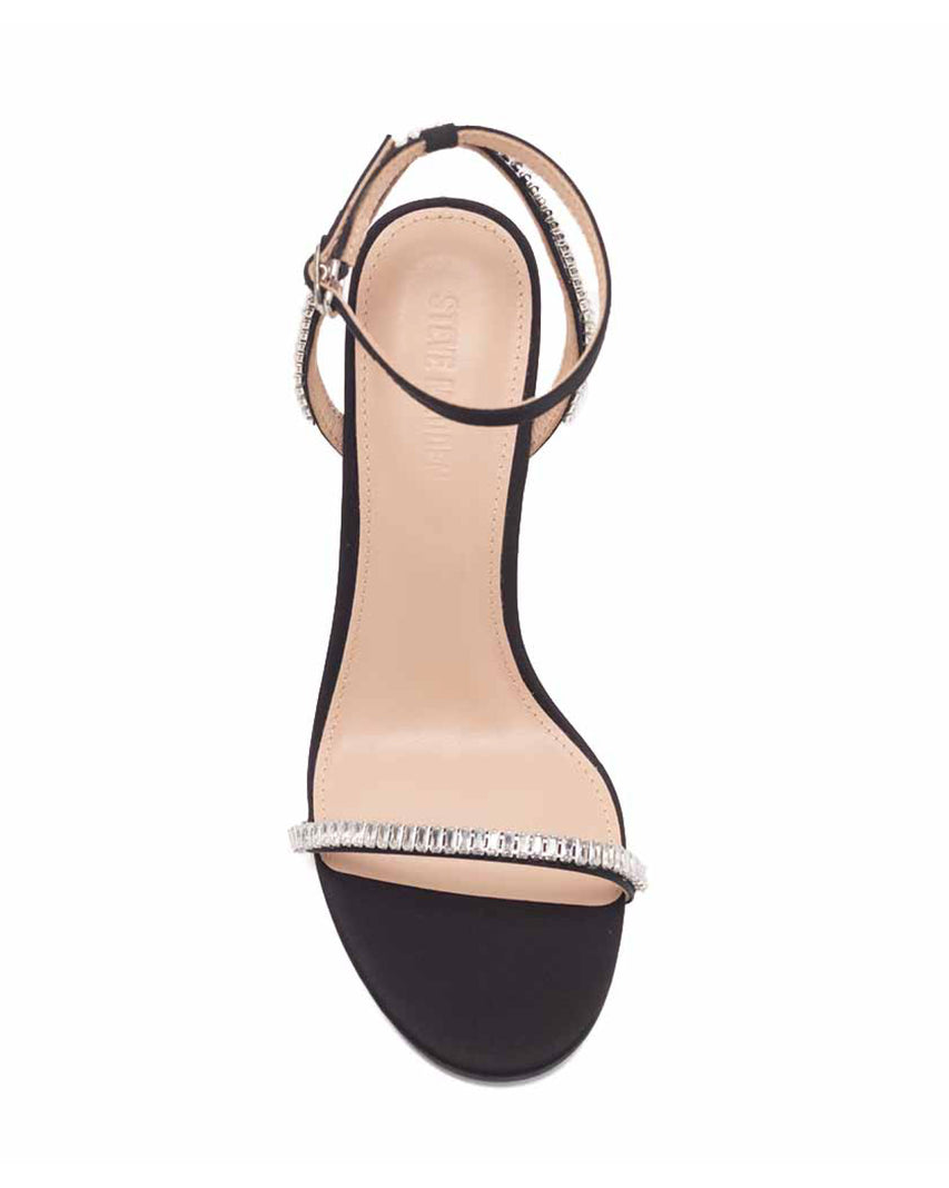 TWJANET 奢華閃鑽繞踝一字帶涼跟鞋-黑色