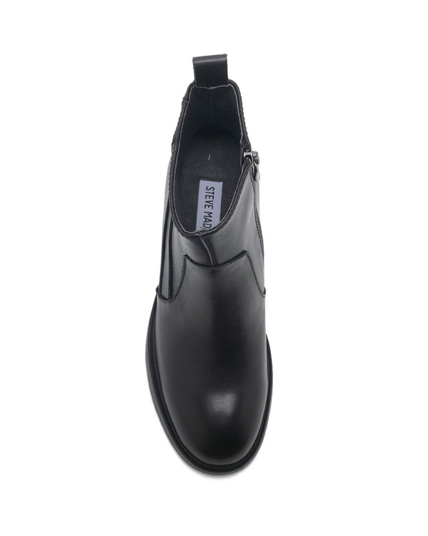 TWCHELSEY 簡約素面線條低跟短靴-黑色