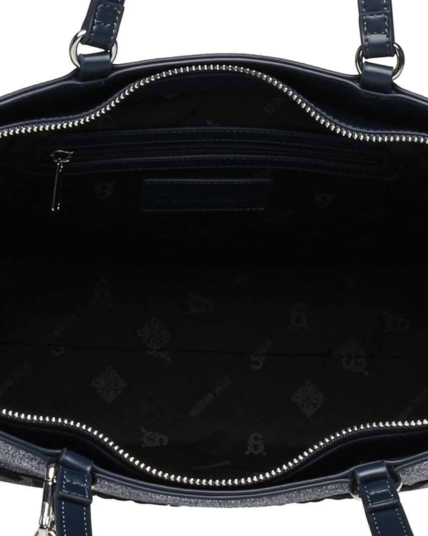 BCOCOS 丹寧休閒LOGO托特包-藍色