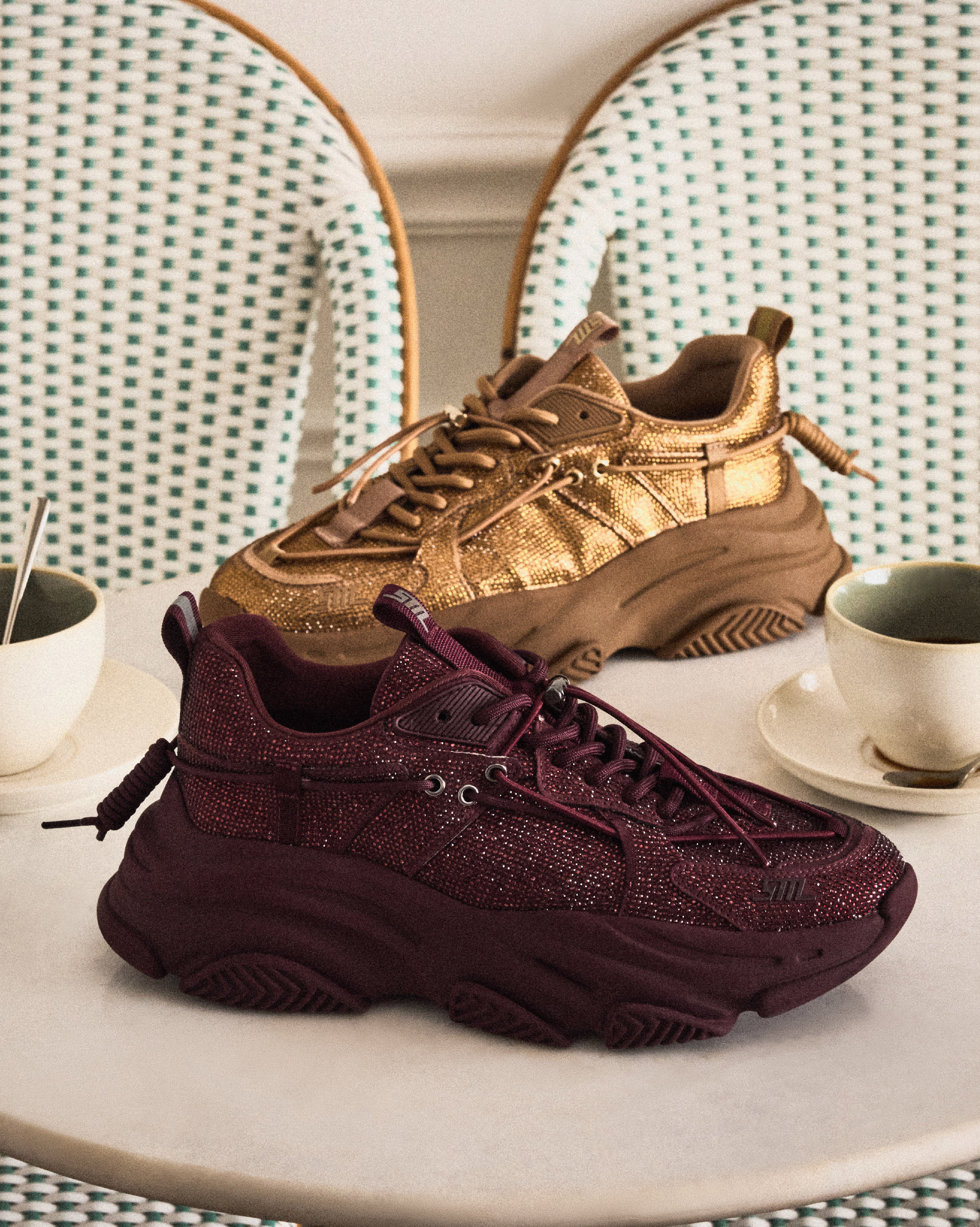 VAULT 2R 奢華閃鑽抽繩厚底休閒鞋-卡其色