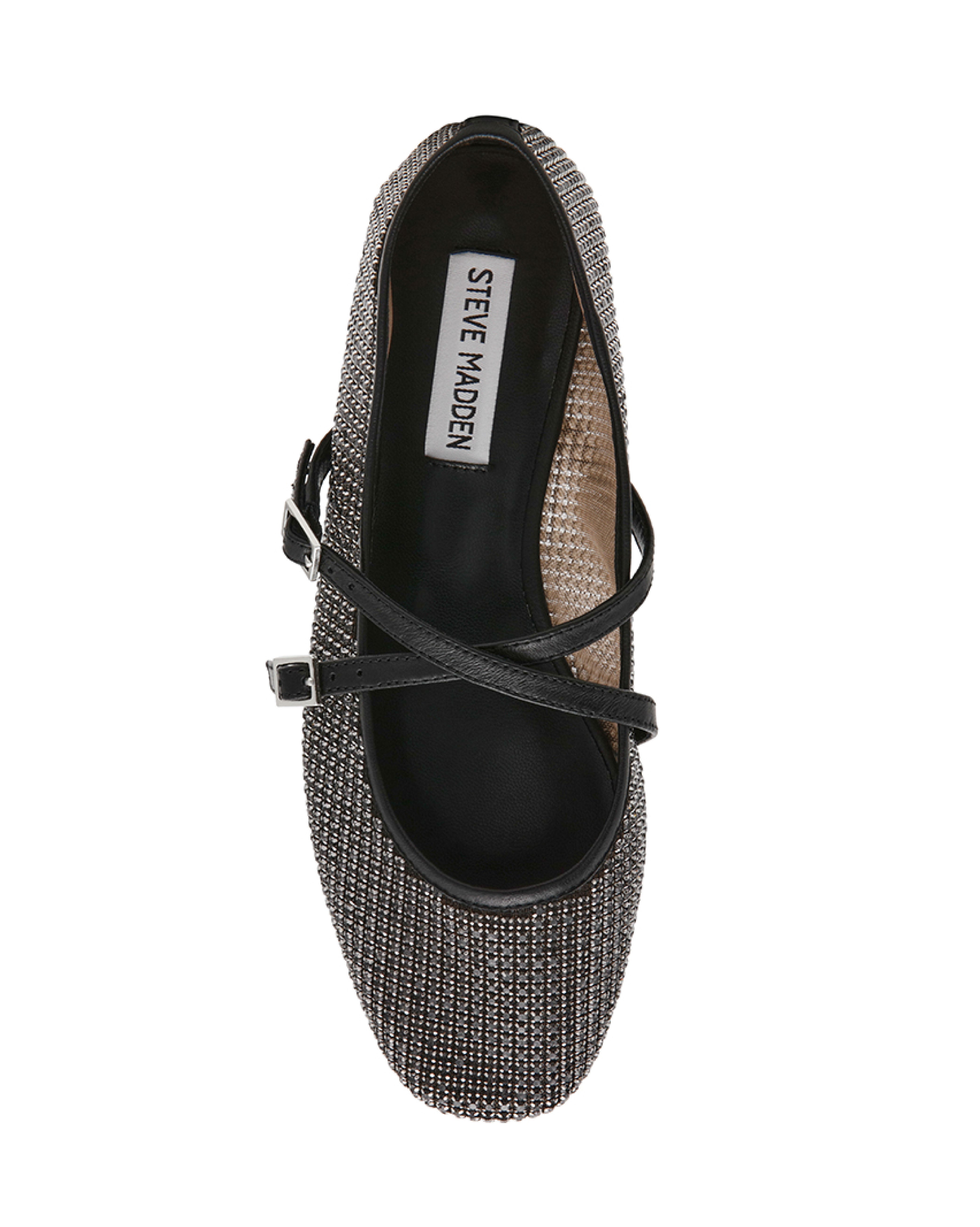 WATCHLIST 奢華閃鑽雙扣細帶瑪莉珍鞋-黑色