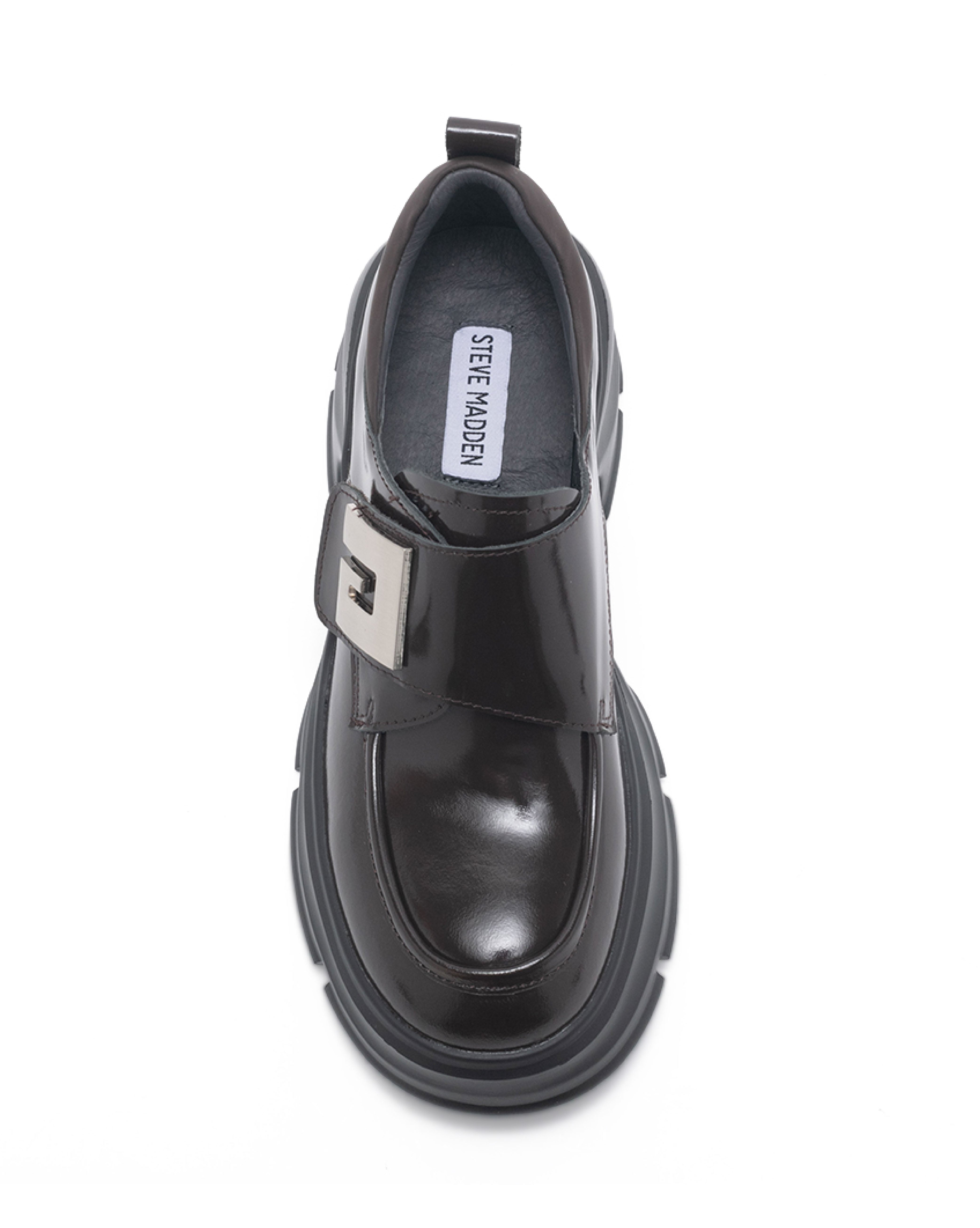 TWVERNA 厚底方形扣飾休閒樂福鞋-鏡咖啡