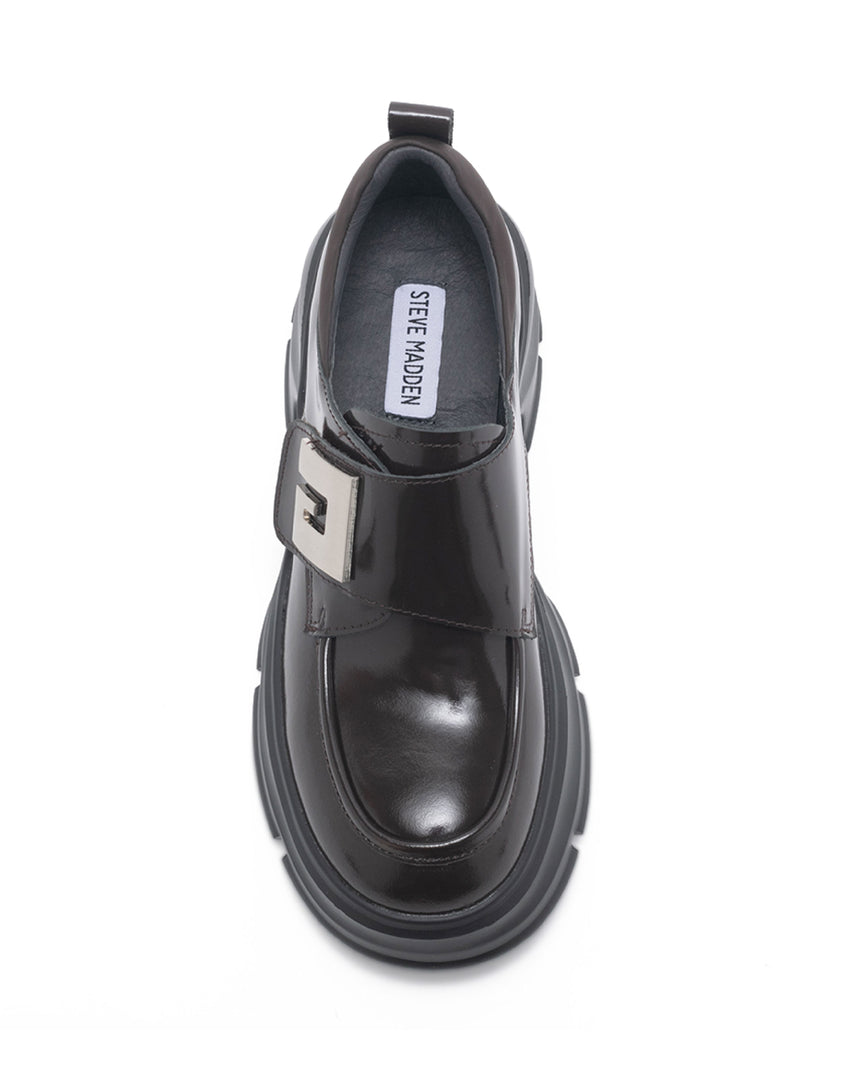 TWVERNA 厚底方形扣飾休閒樂福鞋-鏡咖啡