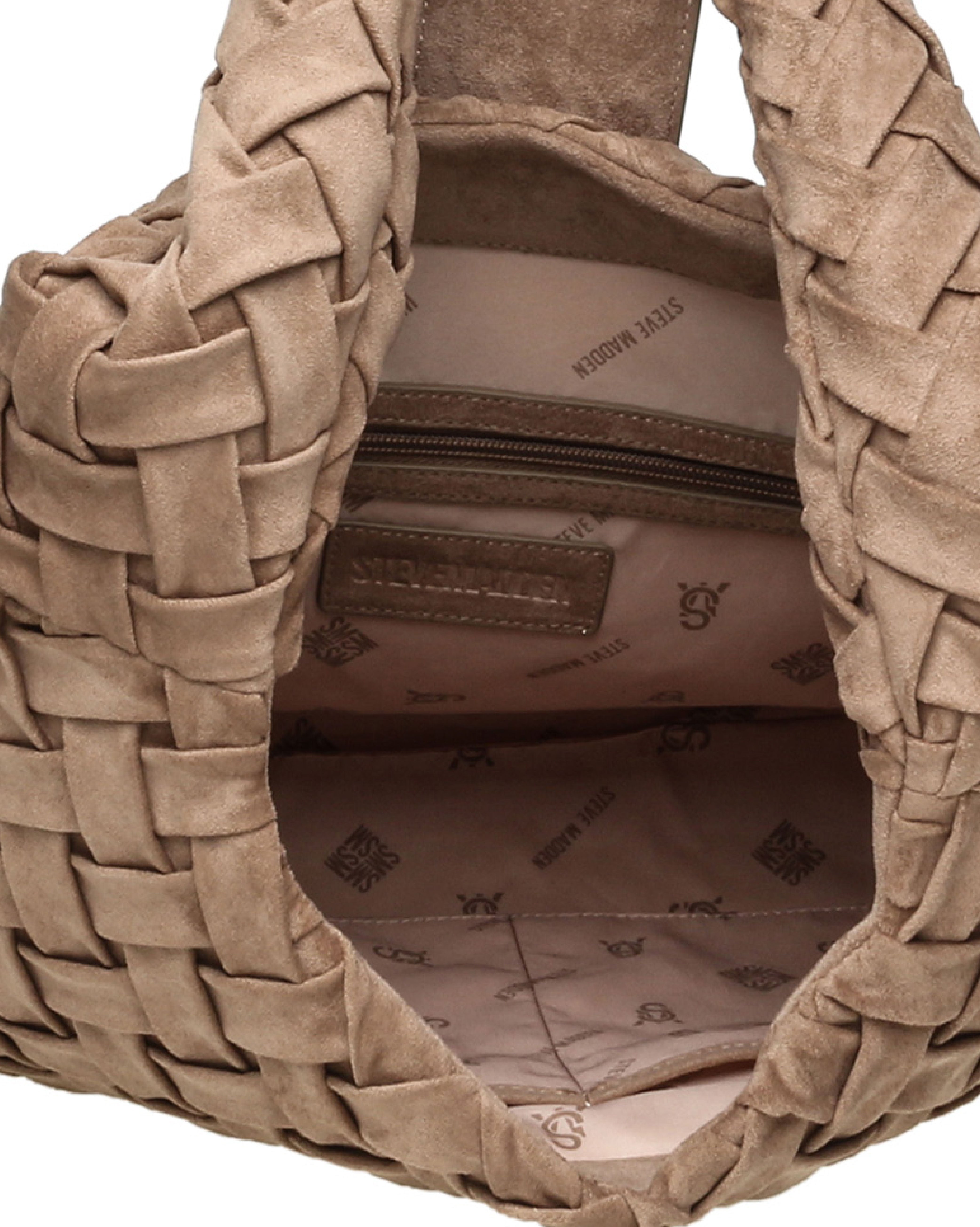 BRHIANON 素面磁釦編織托特包-卡其色